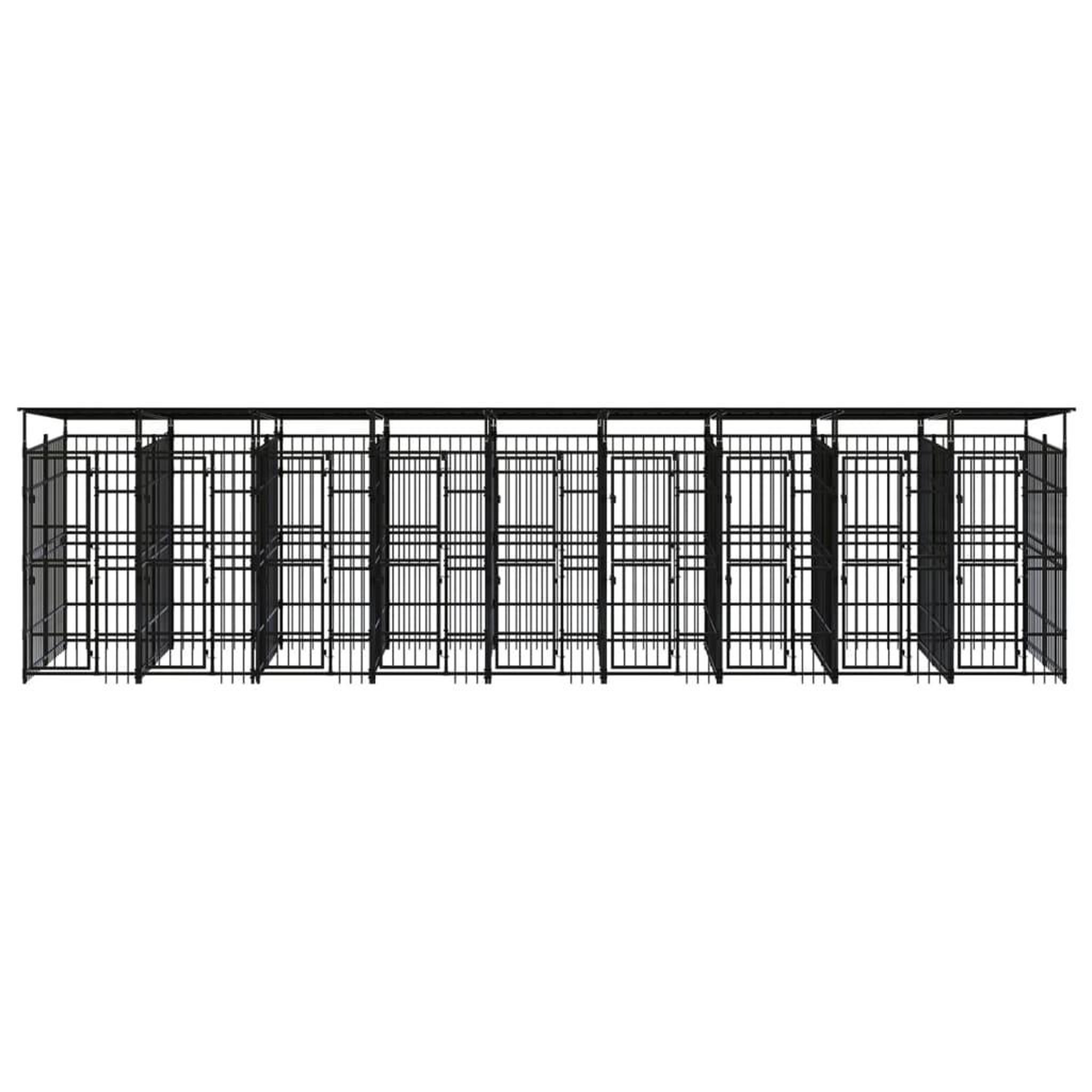 Voir la diapositive 2 : VIDAXL Chenil d'exterieur avec toit pour chiens Acier 16,59 m²