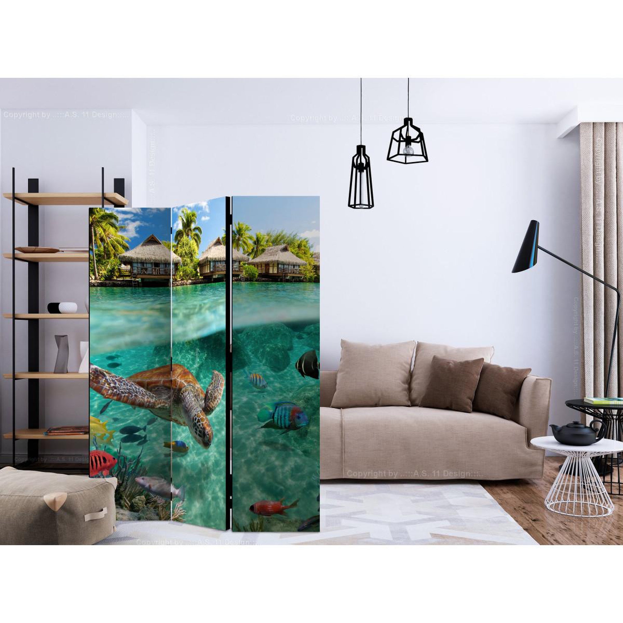 Voir la diapositive 2 : Paris Prix Paravent 3 volets  under the surface of water  135x172cm