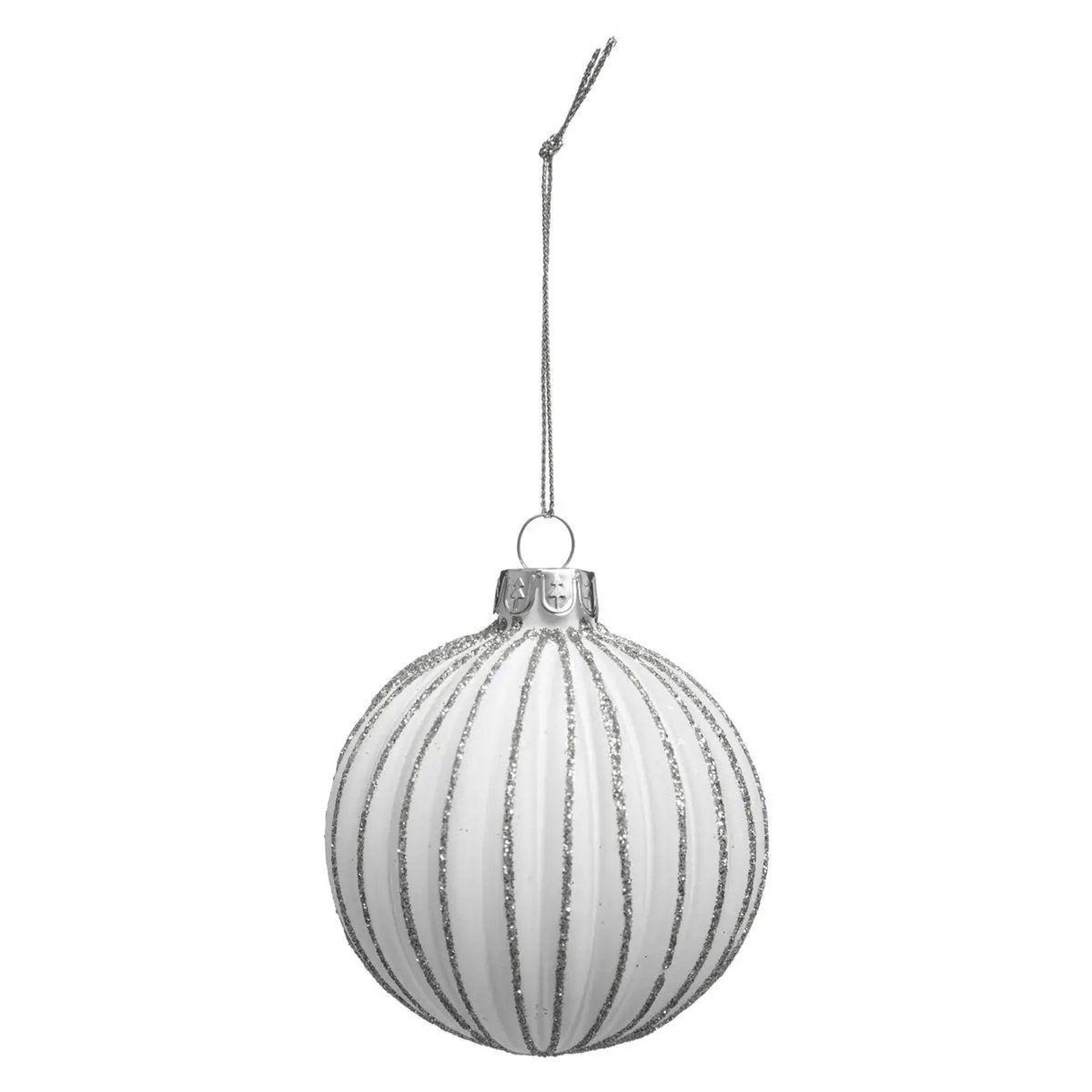 ATMOSPHERA Boule de noël effet strié  souffle polaire  7cm blanc