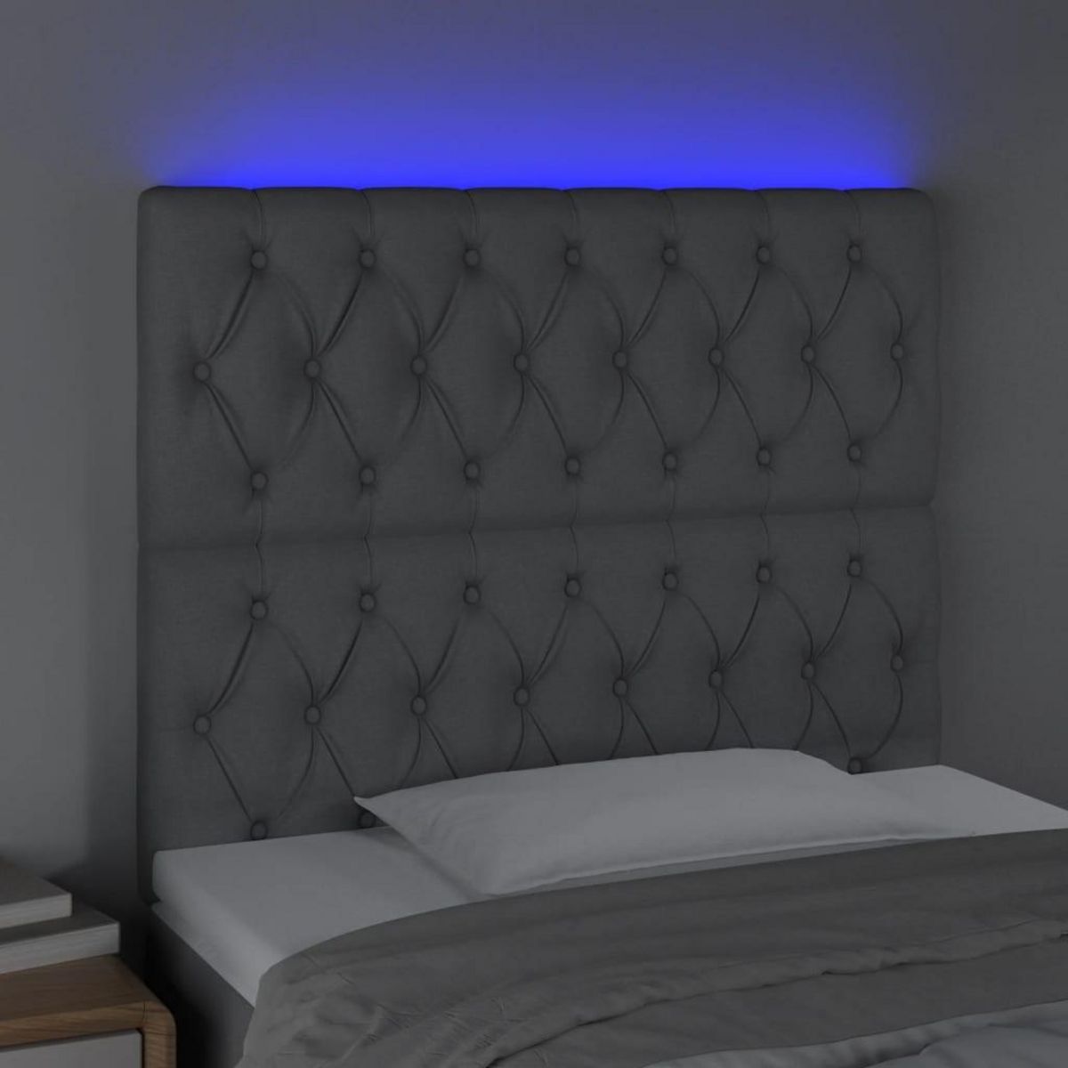 VIDAXL Tete de lit a LED Gris clair 100x7x118/128 cm Tissu