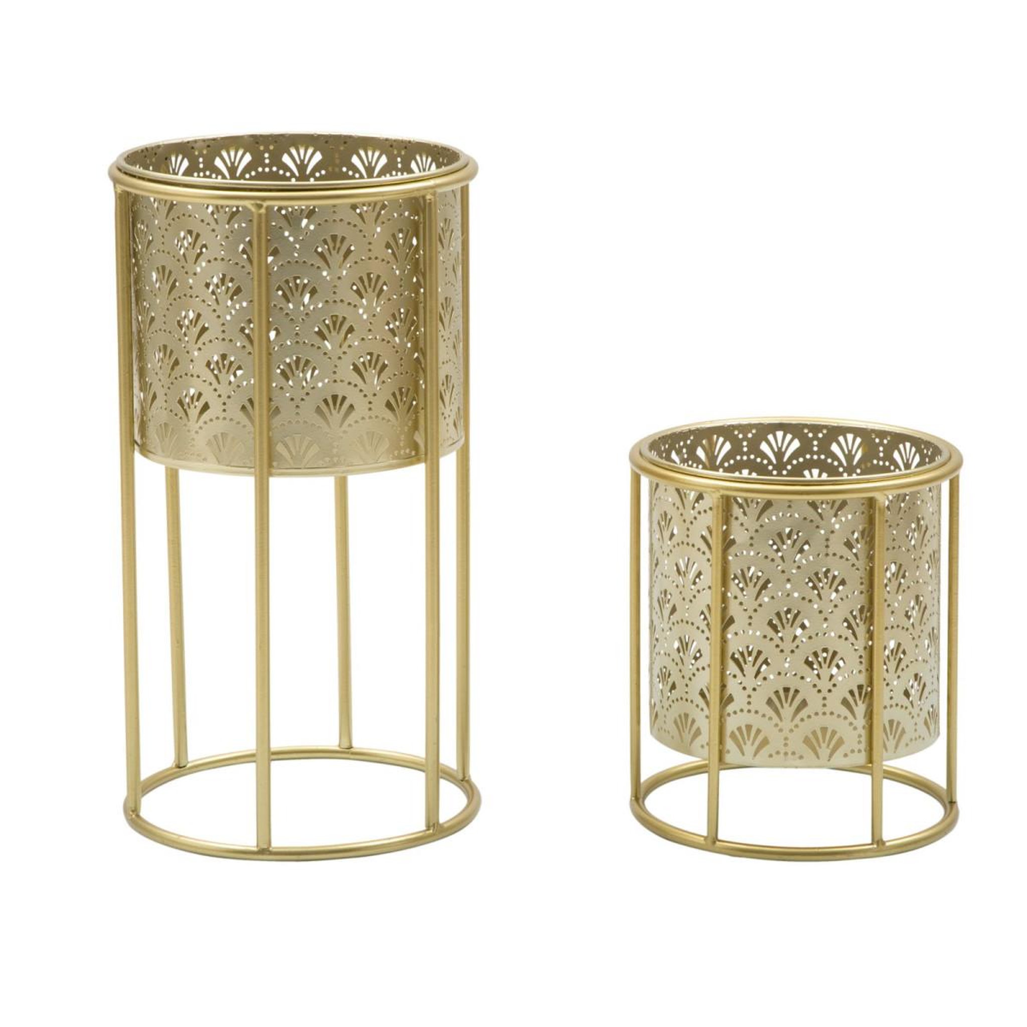 Paris Prix Lot de 2 cache-pots sur pied  glovy  40cm or