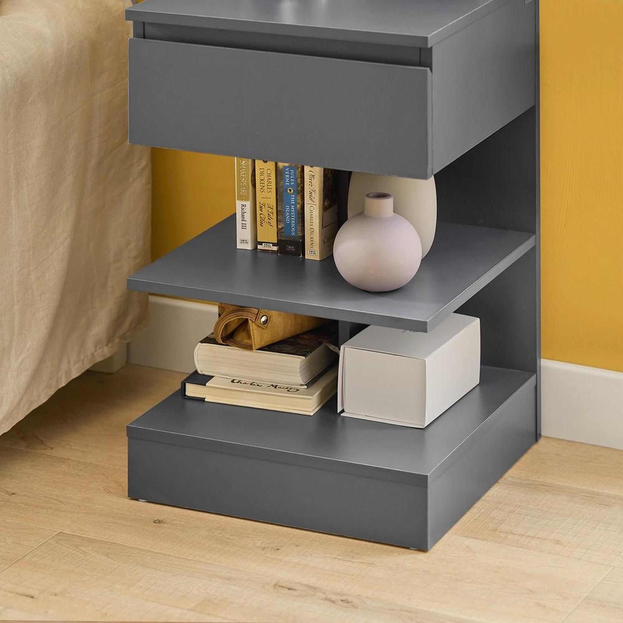 Voir la diapositive 5 : SOBUY SoBuy - Table De Chevet à un tiroir - Moderne - FBT49
