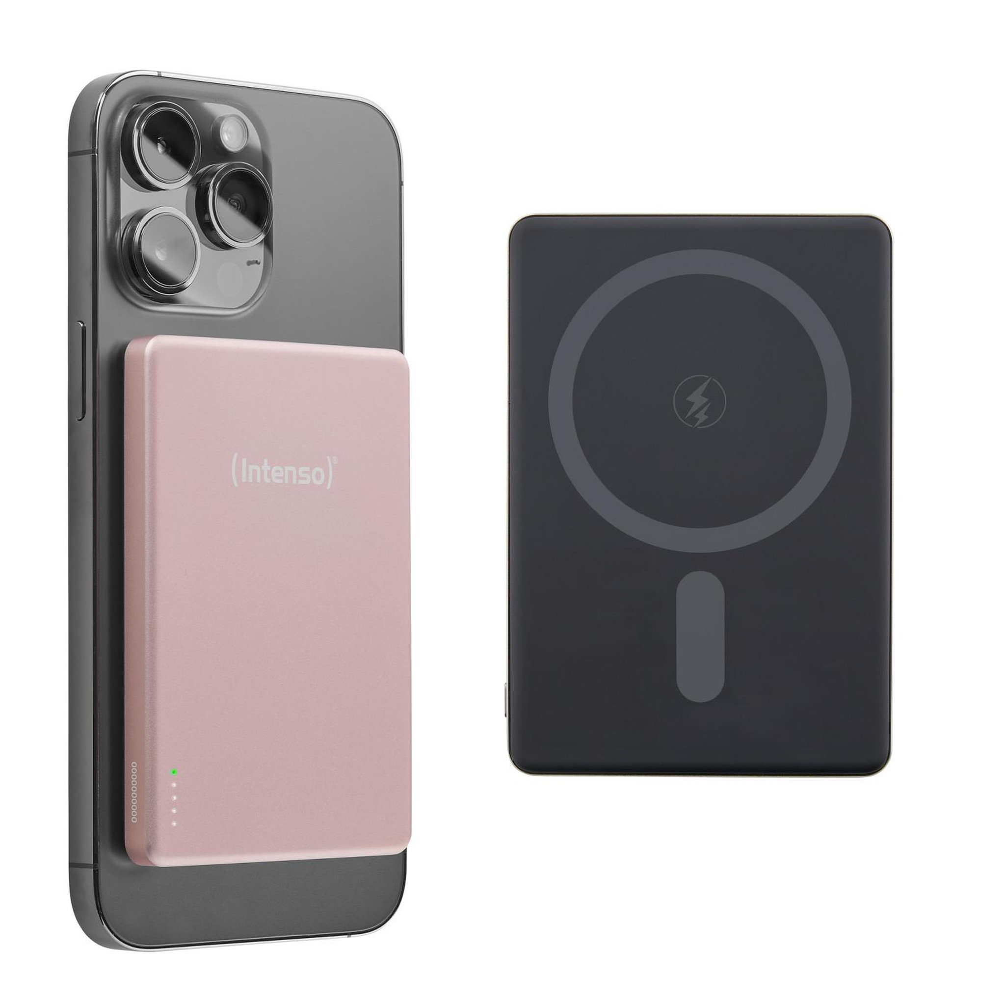 Intenso Intenso batterie externe magnétique mw5000 5000 mah – compatible magsafe, charge sans fil 15w, usb-c pd 20w, fine & compacte – testée en allemagne – rosé