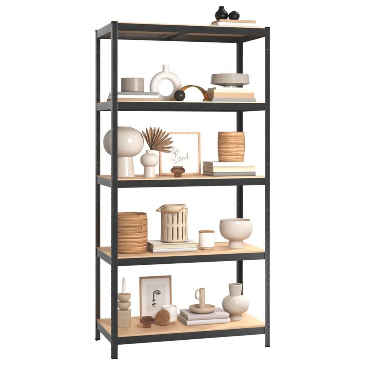 VIDAXL Etagere a 5 niveaux 3 pcs Gris Acier et bois ingenierie