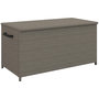 Voir la diapositive 1 : OUTSUNNY Coffre de jardin en résine tressée 184L - 2 roues, poignée, vérins gaz - dim. 102 x 52 x 52 cm - gris