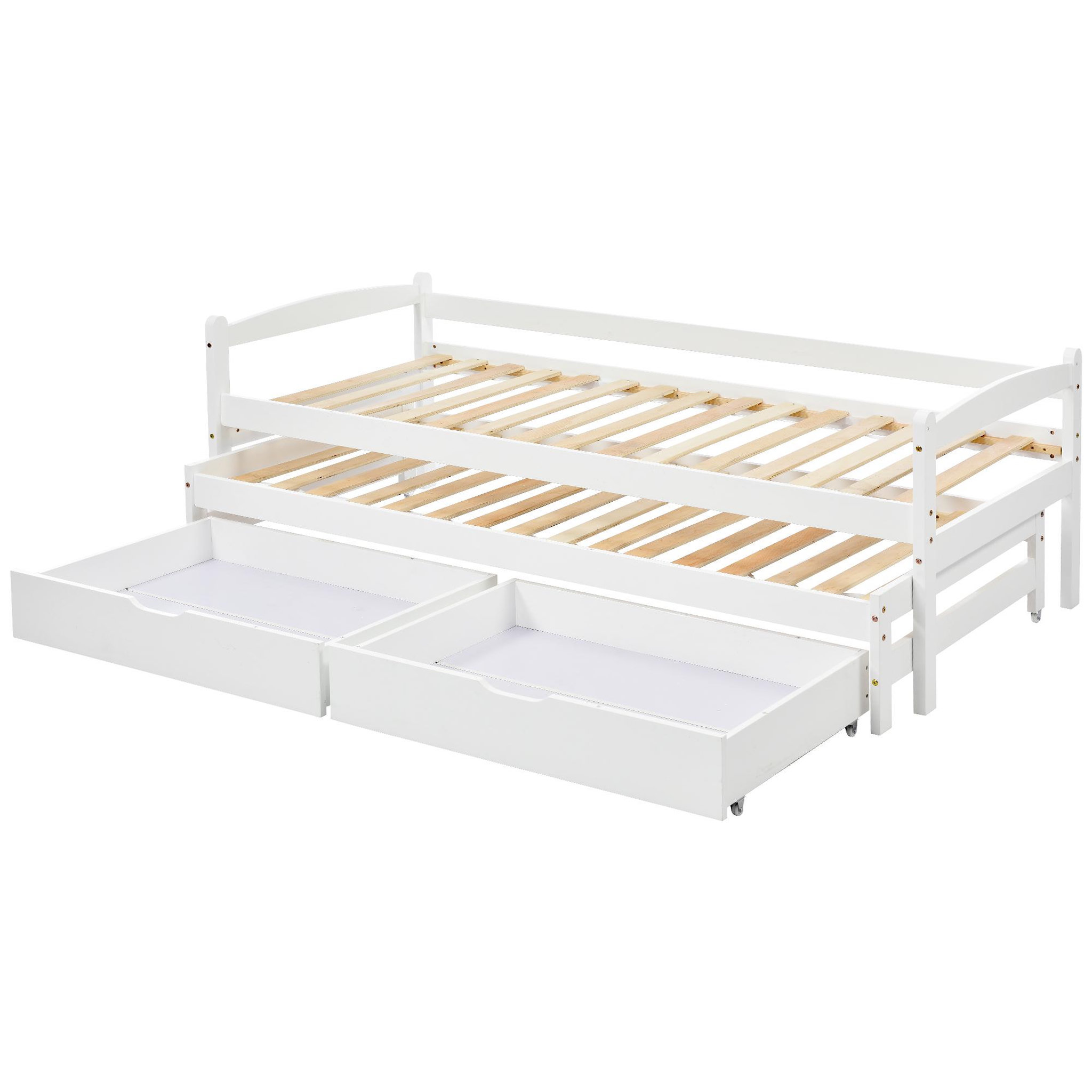 MERAX Lit gigogne 90x200(90x190)cm bois coloris blanc