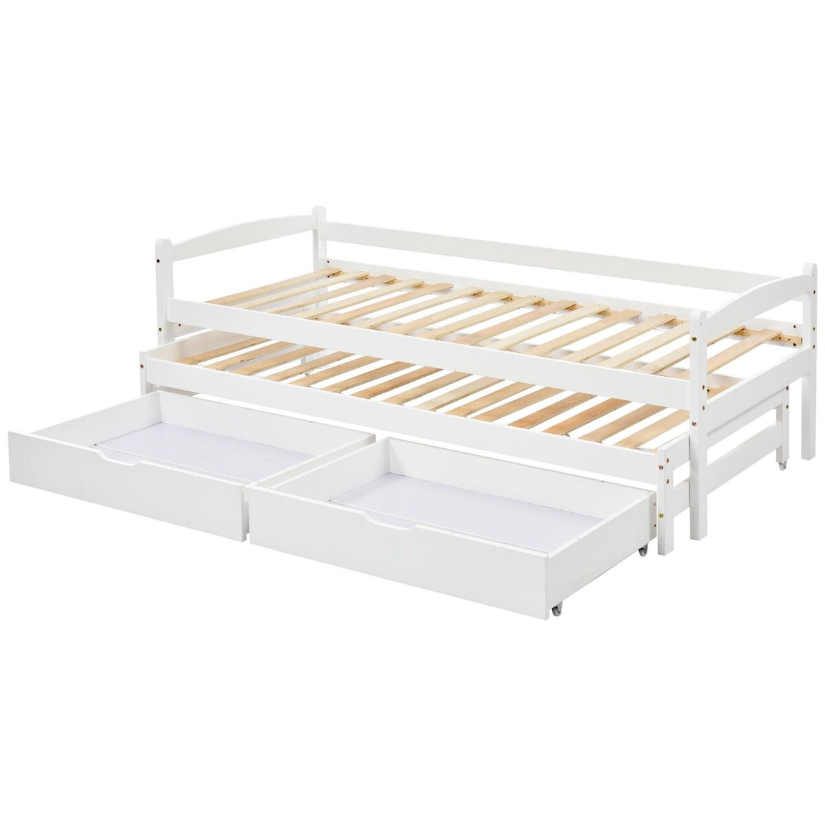 MERAX Lit gigogne 90x200(90x190)cm bois coloris blanc