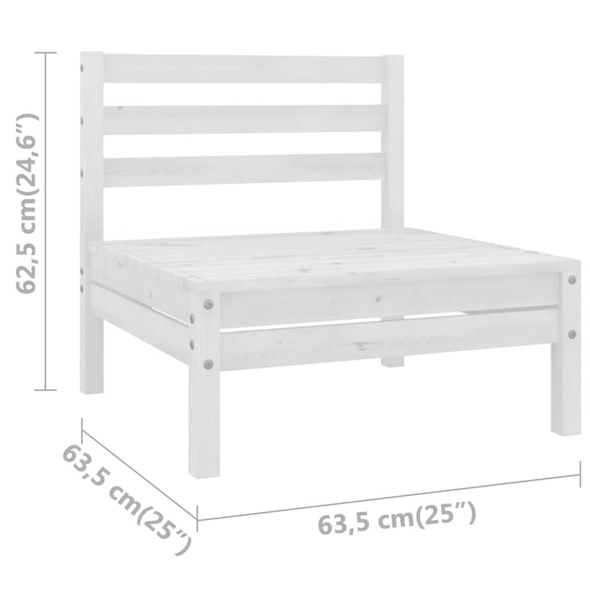 Voir la diapositive 6 : VIDAXL Canape central de jardin blanc bois de pin massif