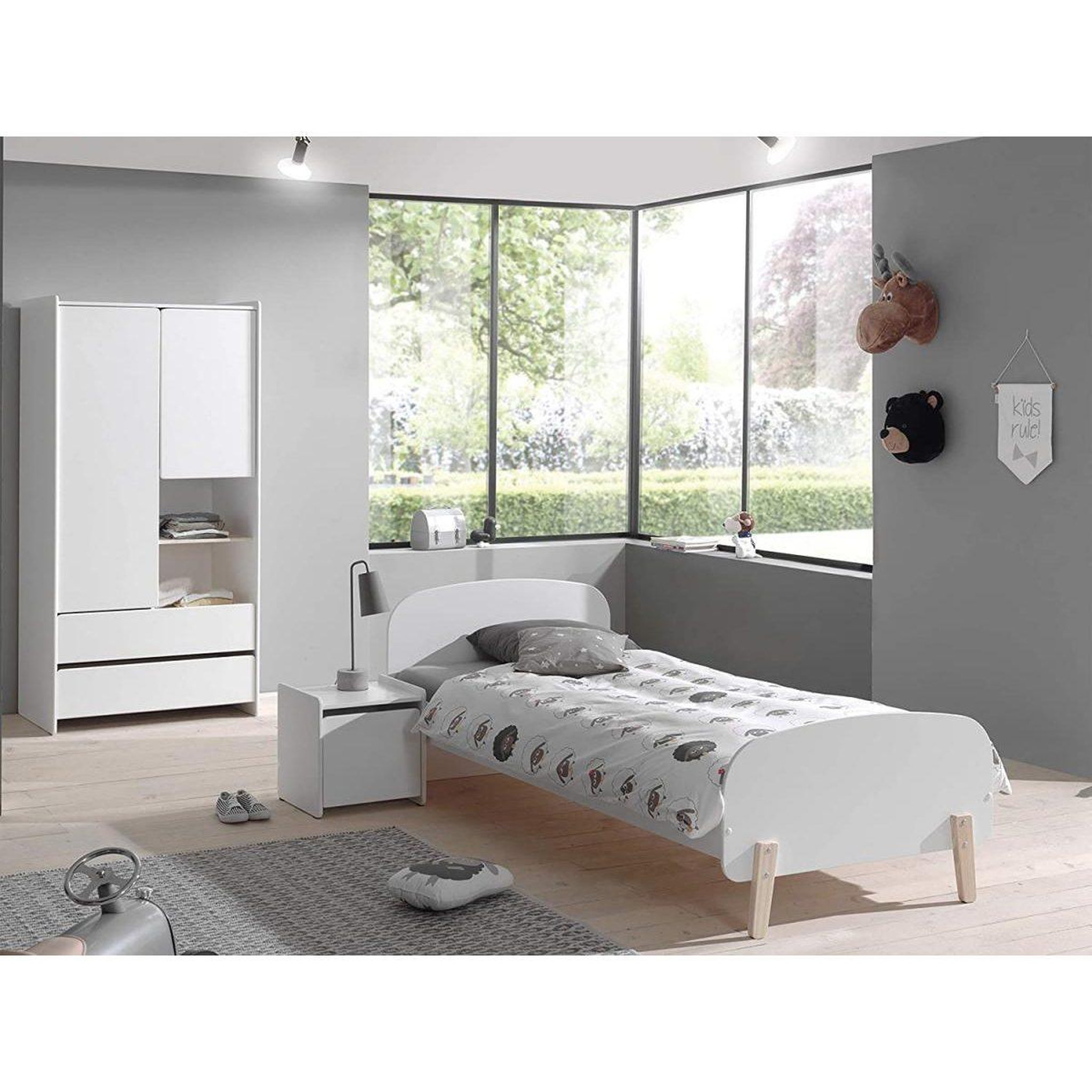 Voir la diapositive 4 : Paris Prix Armoire 2 portes & 2 tiroirs  kiddy  90cm blanc