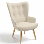 Voir la diapositive 1 : ID MARKET Fauteuil scandinave IVAR en tissu beige