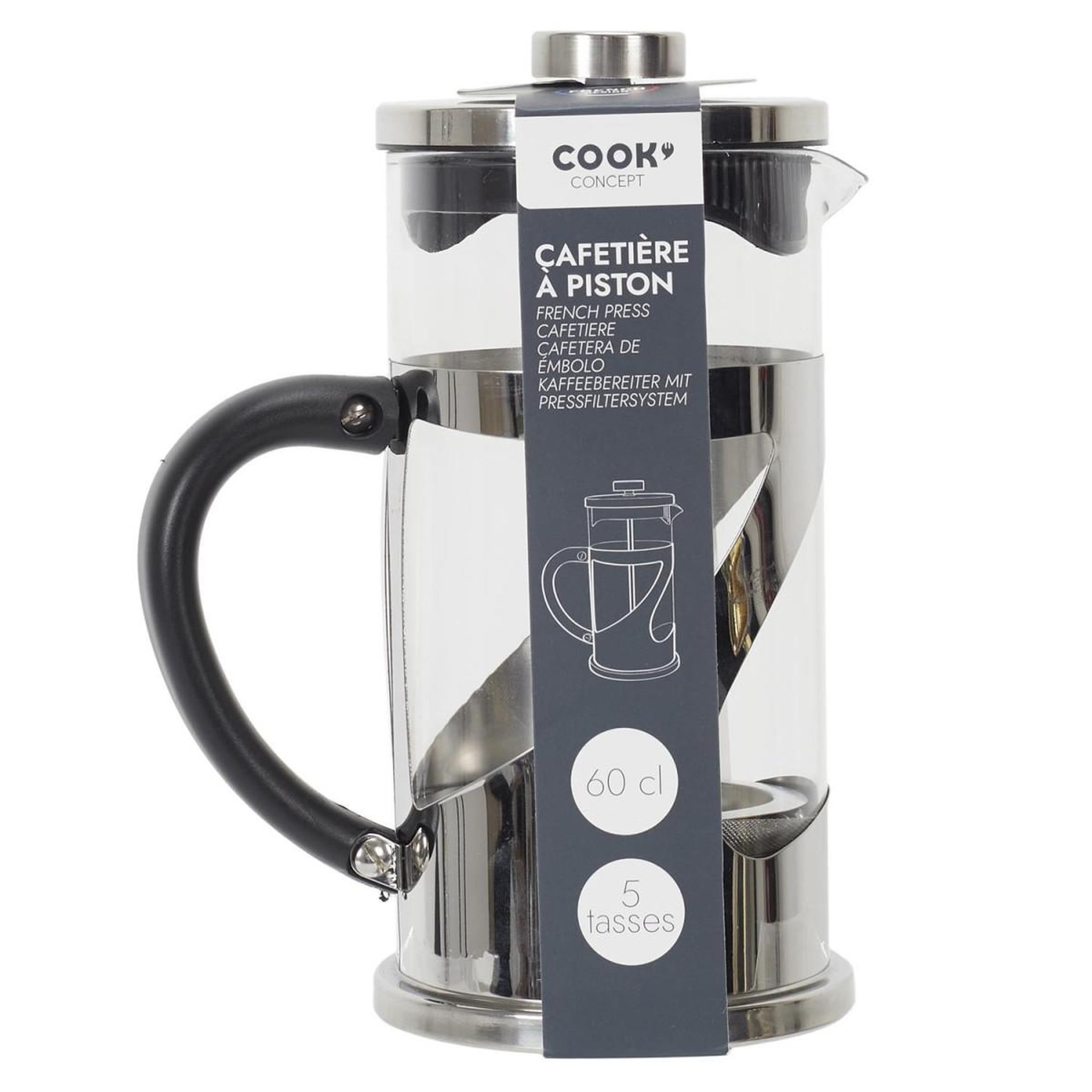 Voir la diapositive 2 : COOK CONCEPT Cafetière à Piston  Dégustation  60cl Gris