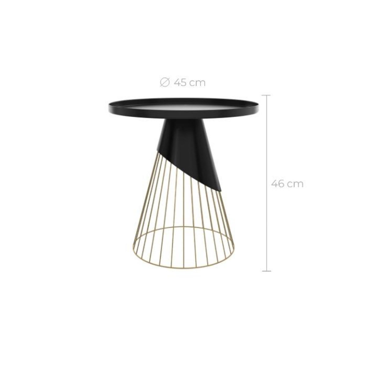Rendez vous déco Table d'appoint ronde en métal noir et plateau laiton D45 cm - Corry