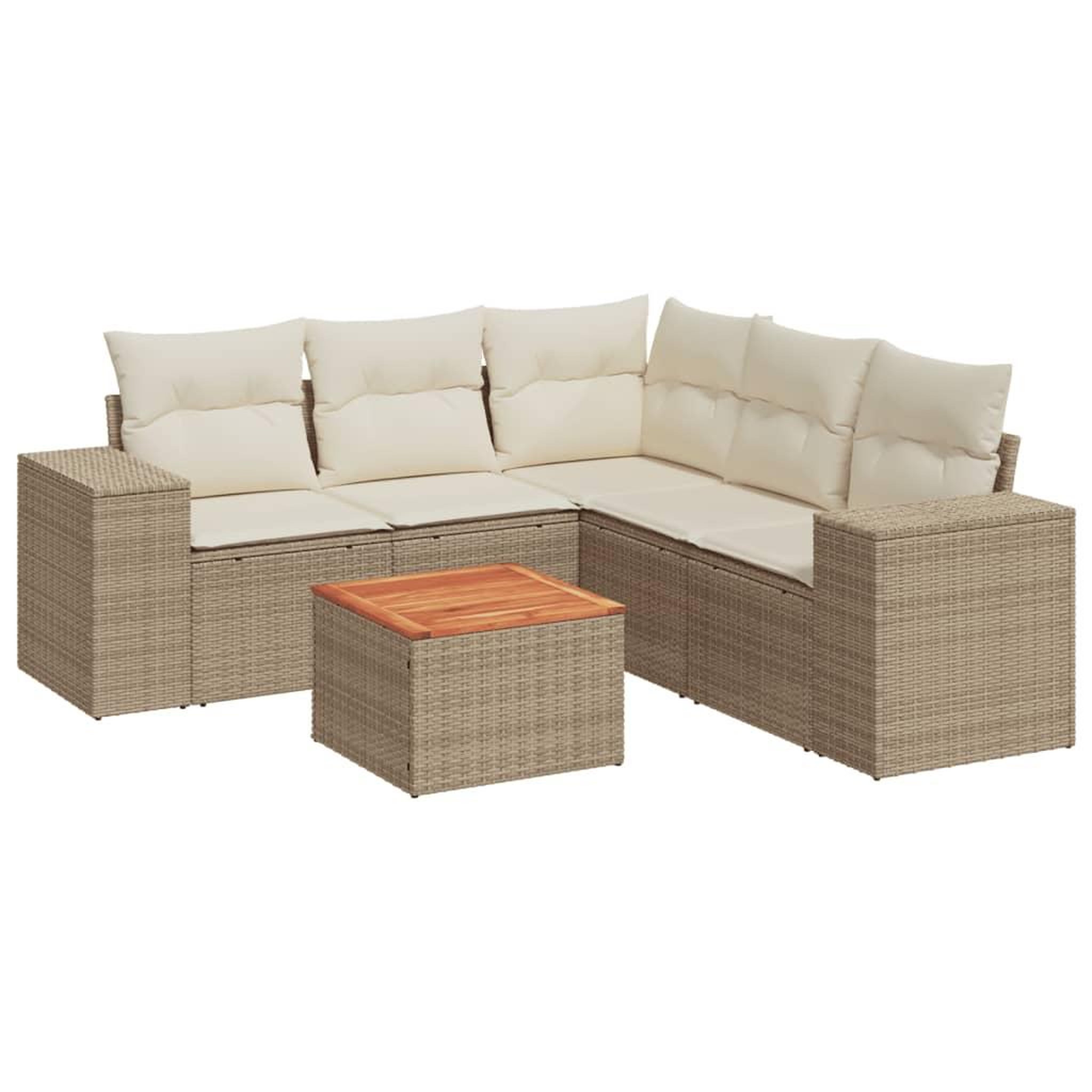 Voir la diapositive 2 : VIDAXL Salon de jardin avec coussins 6 pcs beige resine tressee