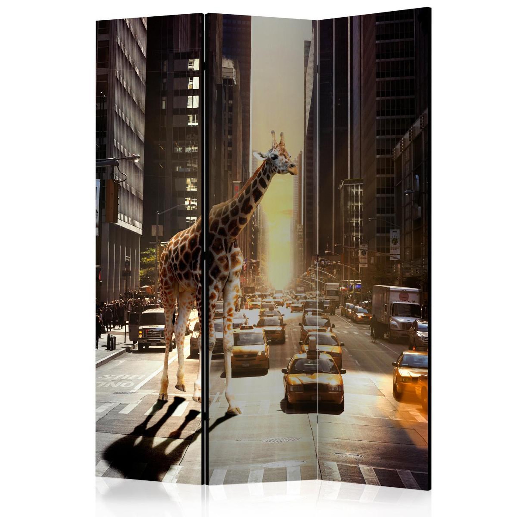 Paris Prix Paravent 3 volets  giraffe in the big city  135x172cm