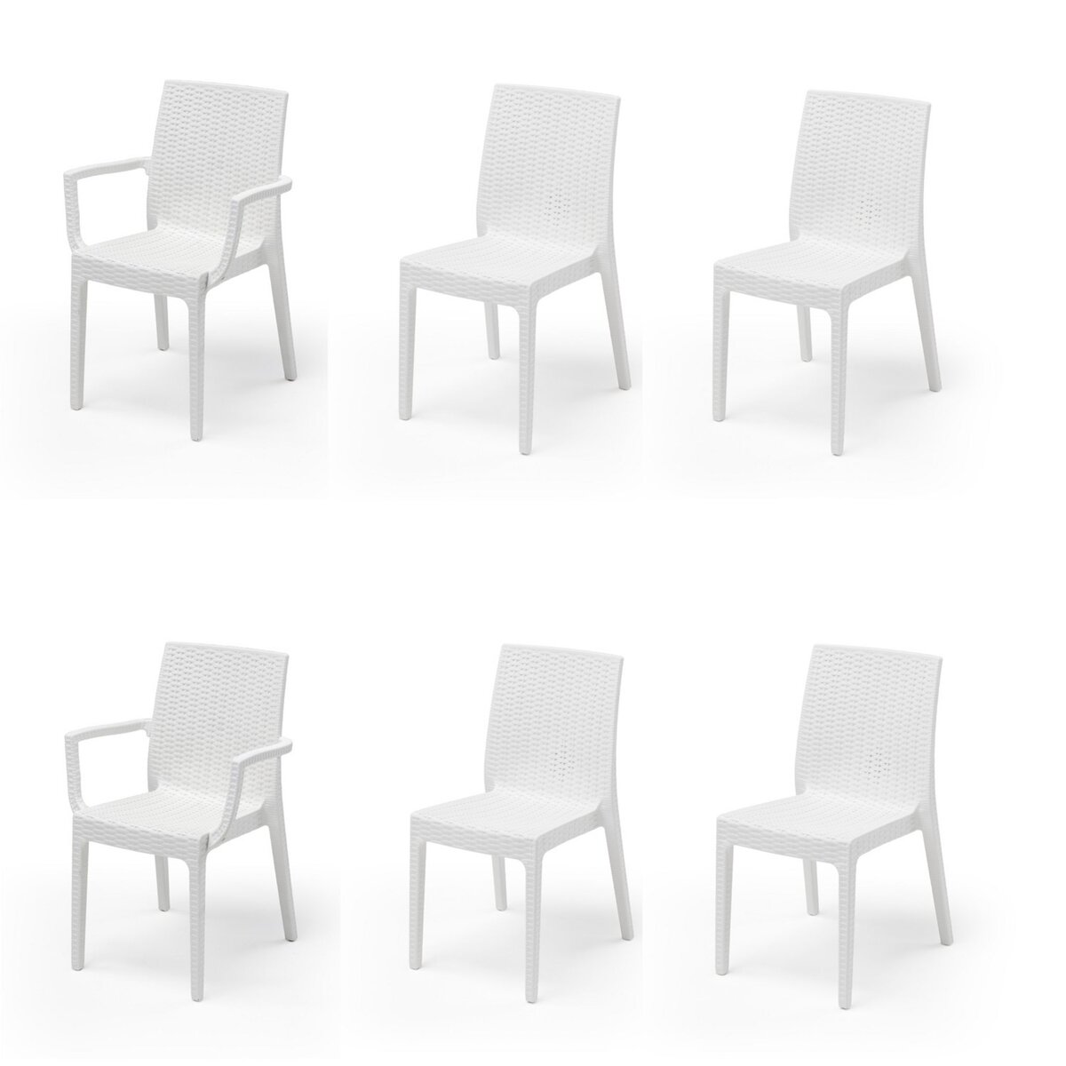 ARETA Lot de 4 chaises et de 2 fauteuils de jardin - Blanc - URANO
