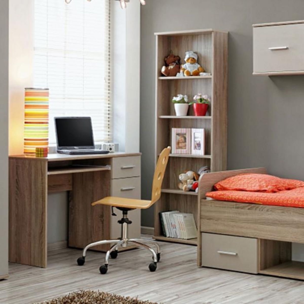 Paris Prix Chambre Complète Enfant 5P  Dino IV  Chêne & Blanc