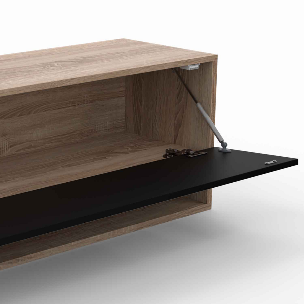 ID MARKET Meuble TV 180 cm suspendu ELIO 2 portes avec étagère bois et noir