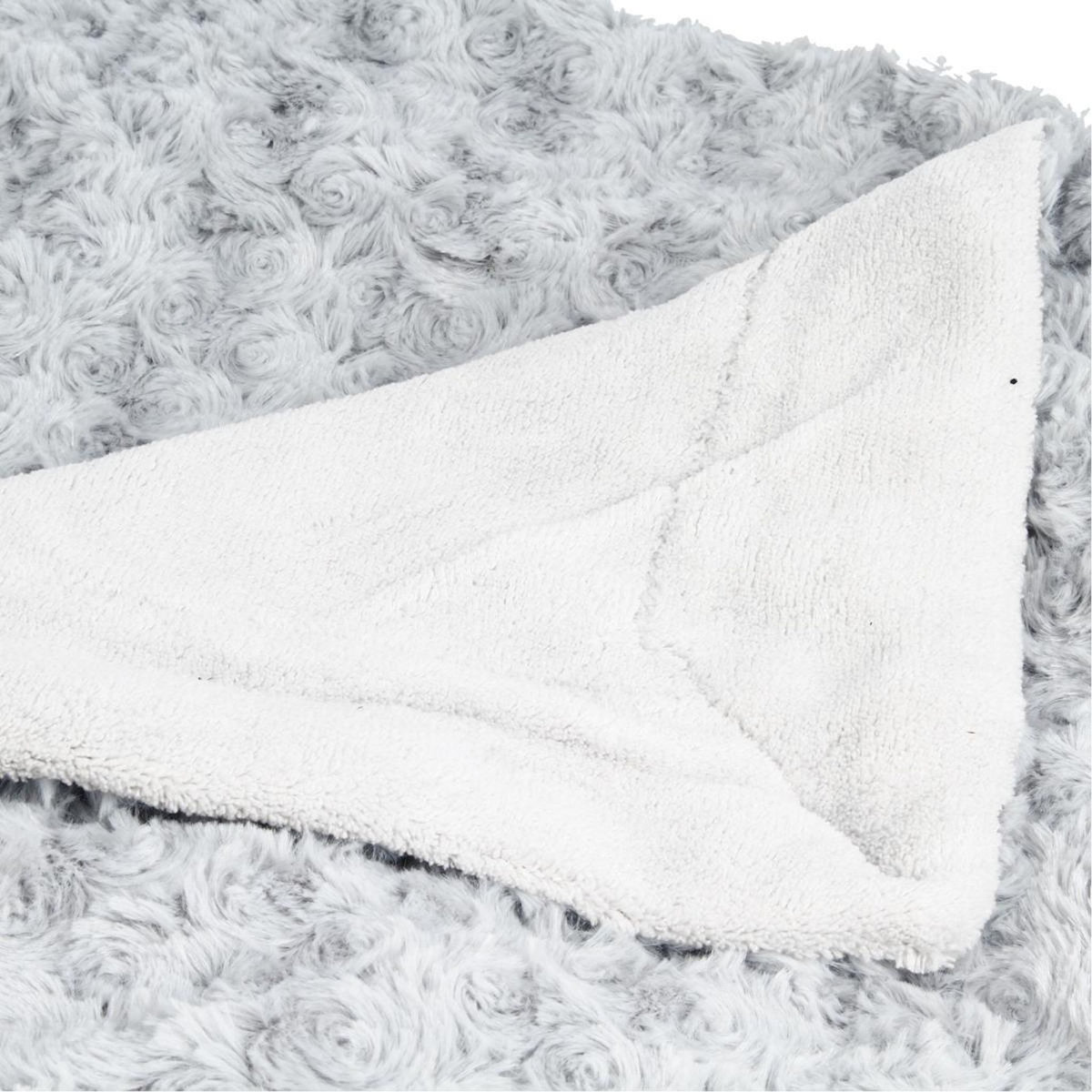 ATMOSPHERA Plaid Imitation Fourrure  Bouclée  120x160cm Gris Clair
