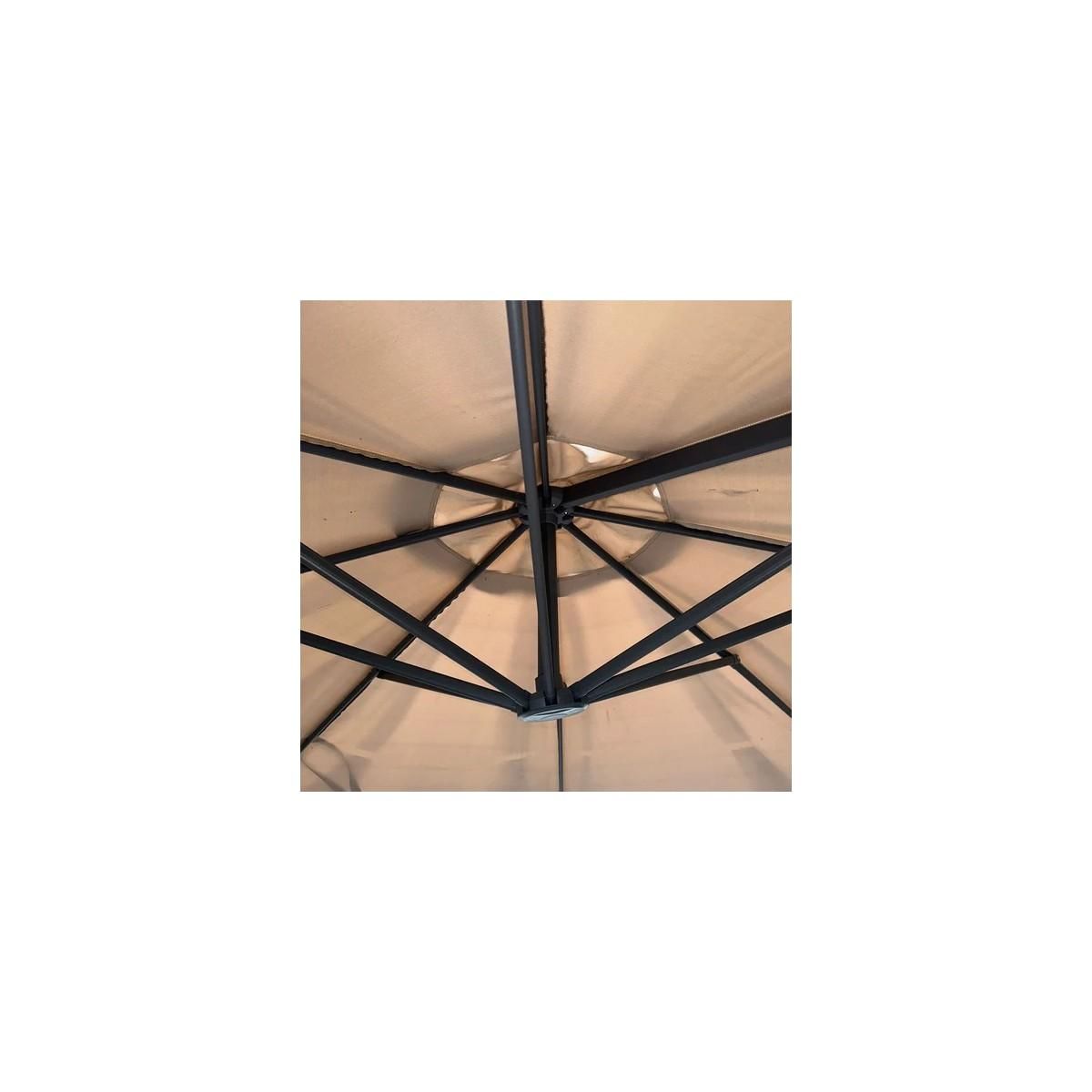 KZ GARDEN Parasol de Jardin Inclinable Ø300cm Design Sable et Bordure Marron - Parasol déporté Toile Polyester Anti UV KZ GARDEN