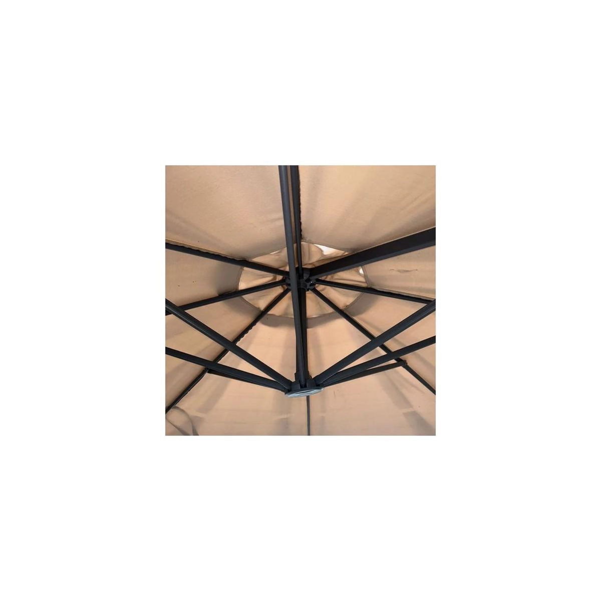 KZ GARDEN Parasol de Jardin Inclinable Ø300cm Design Sable et Bordure Marron - Parasol déporté Toile Polyester Anti UV KZ GARDEN