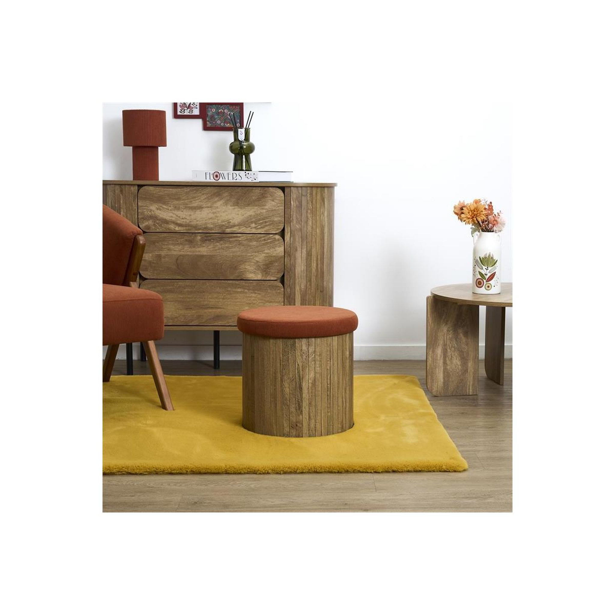 Voir la diapositive 5 : The Home Deco Factory Pouf coffre pliable  jules  38cm terracotta