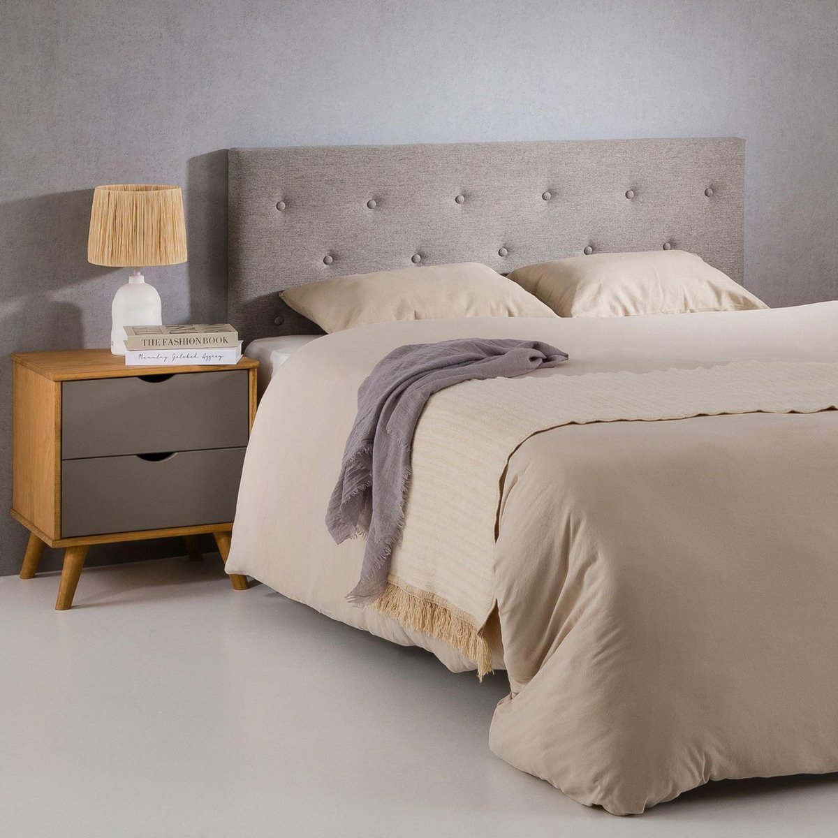 IDIMEX Tête de lit LULINE 160 capitonnée sur pieds, en tissu