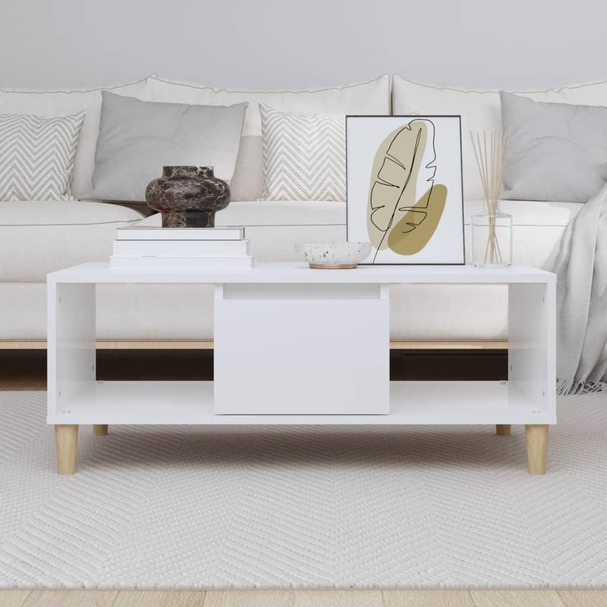 Voir la diapositive 3 : VIDAXL Table basse Blanc brillant 90x50x36,5 cm Bois d'ingenierie