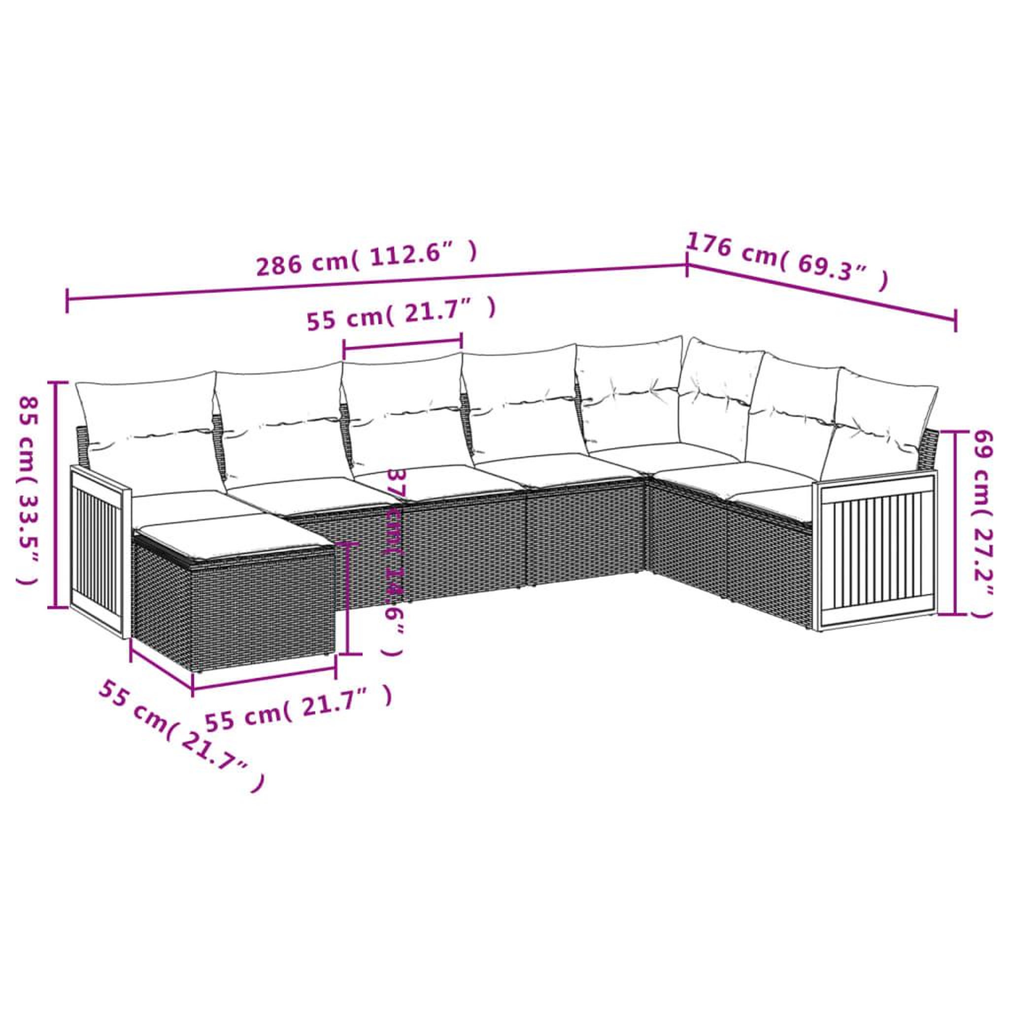 Voir la diapositive 4 : VIDAXL Salon de jardin avec coussins 8 pcs beige resine tressee