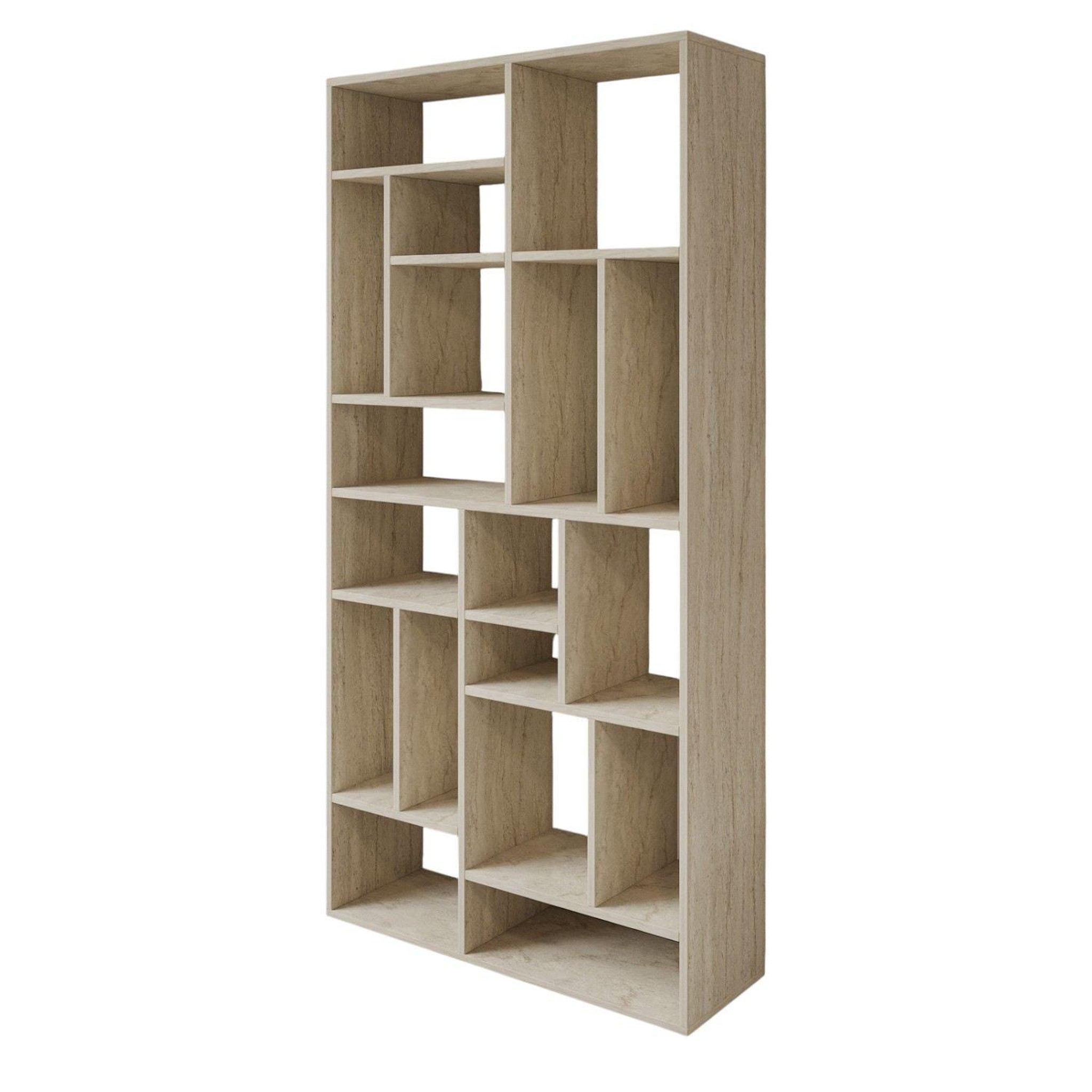 Habitat et Jardin Bibliothèque en bois  nicola  - 90 x 30 x 180 cm - travertin