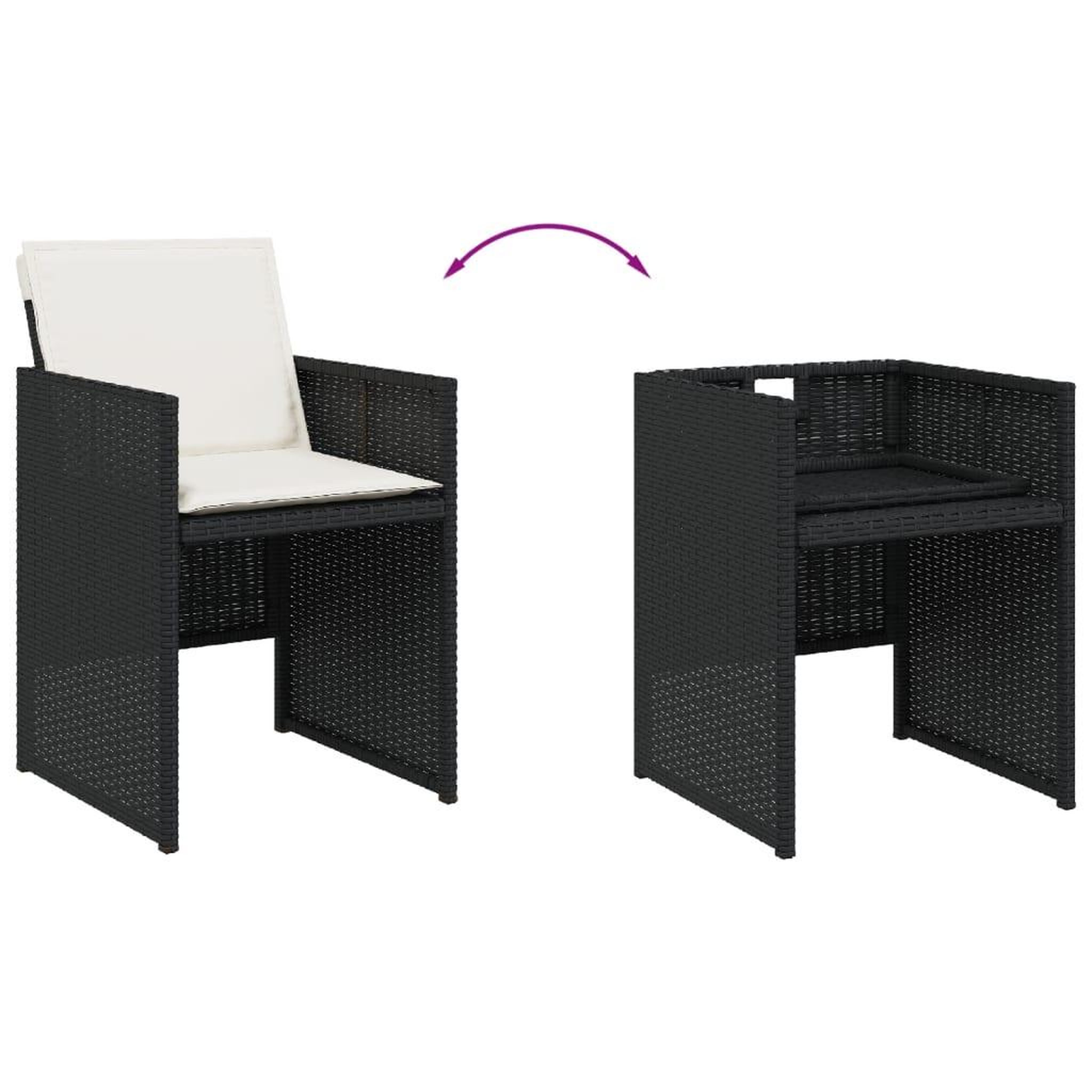 Voir la diapositive 5 : VIDAXL Ensemble a manger de jardin 9pcs coussins noir resine tressee