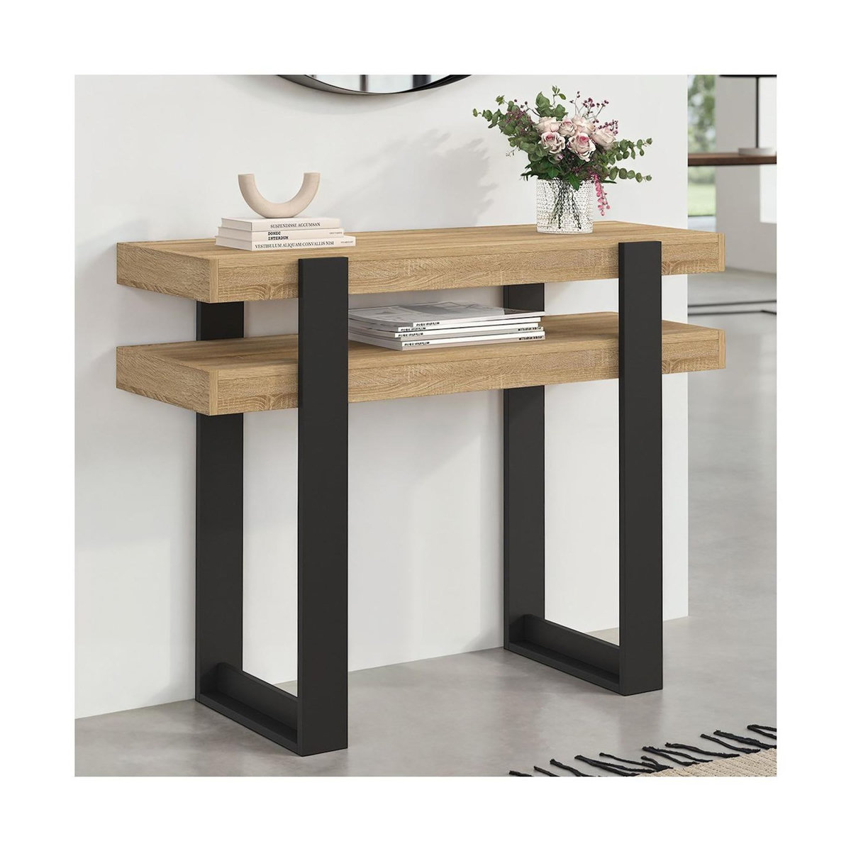 ID MARKET Console double PHOENIX bois et noir