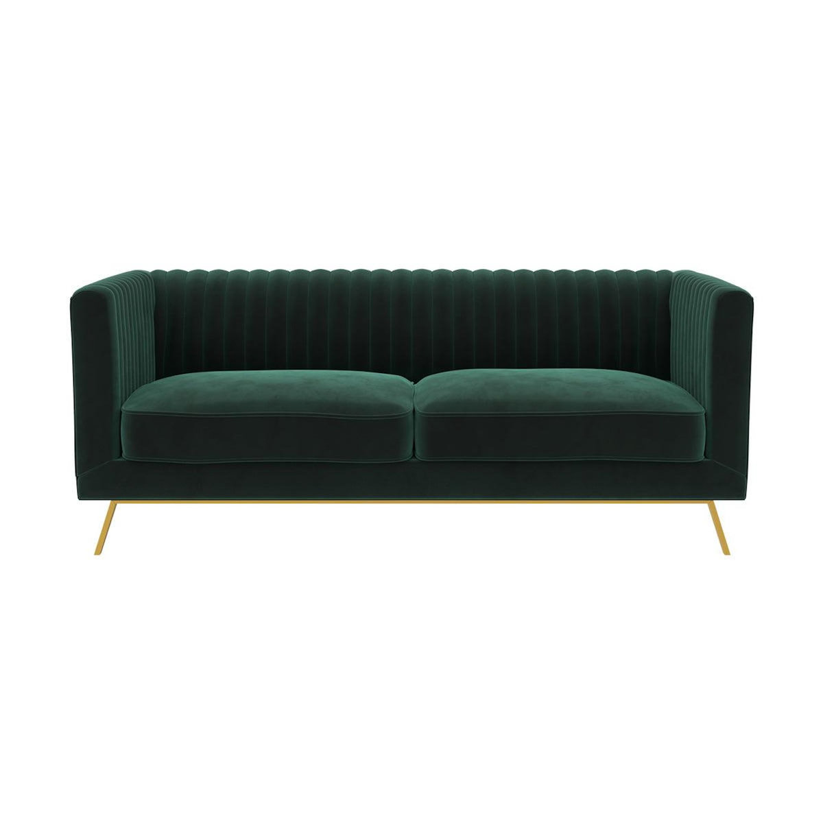 Rendez vous déco Canapé 3 places en velours vert foncé - Gatsby