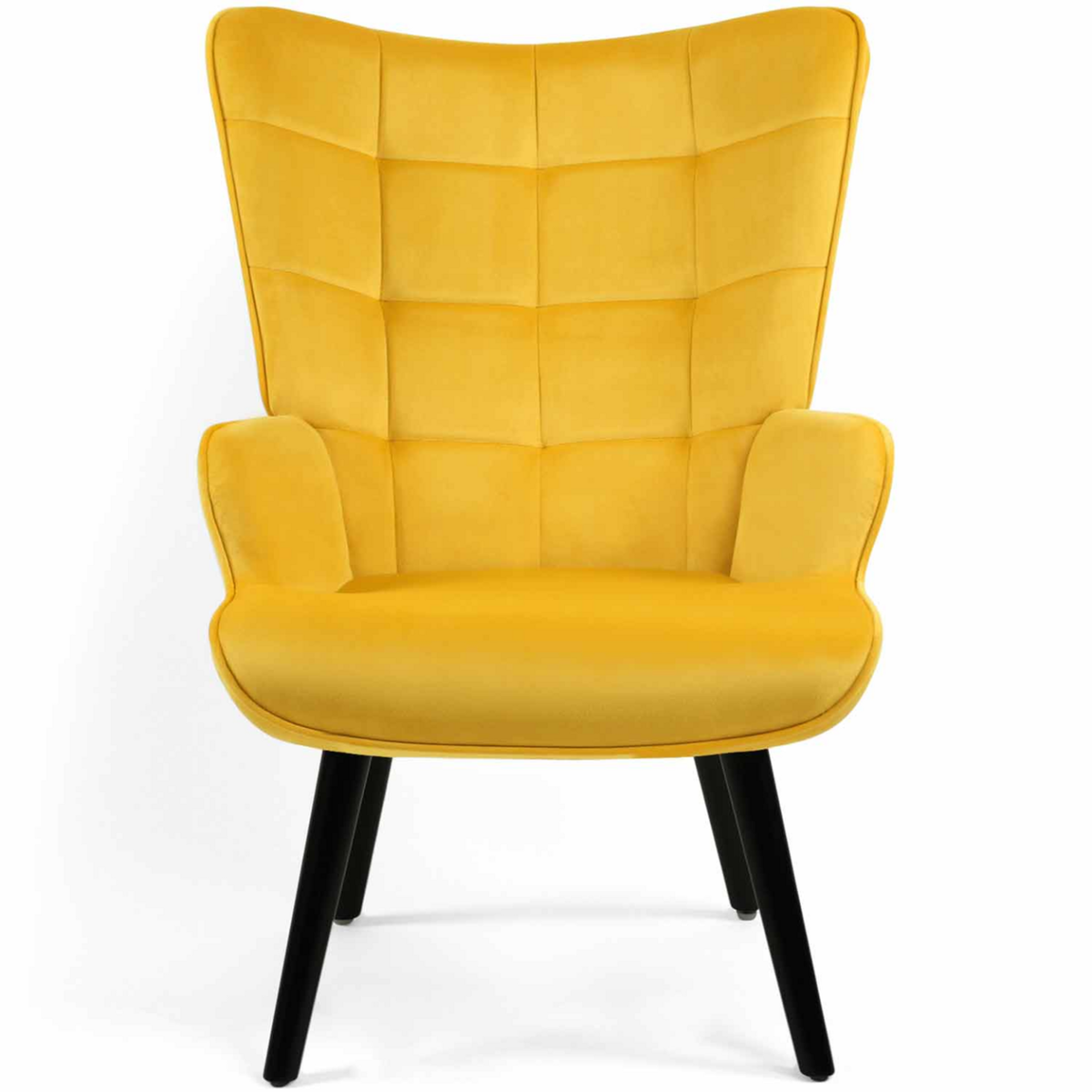 ID MARKET Fauteuil scandinave ANIA velours jaune