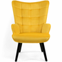 Voir la diapositive 3 : ID MARKET Fauteuil scandinave ANIA velours jaune