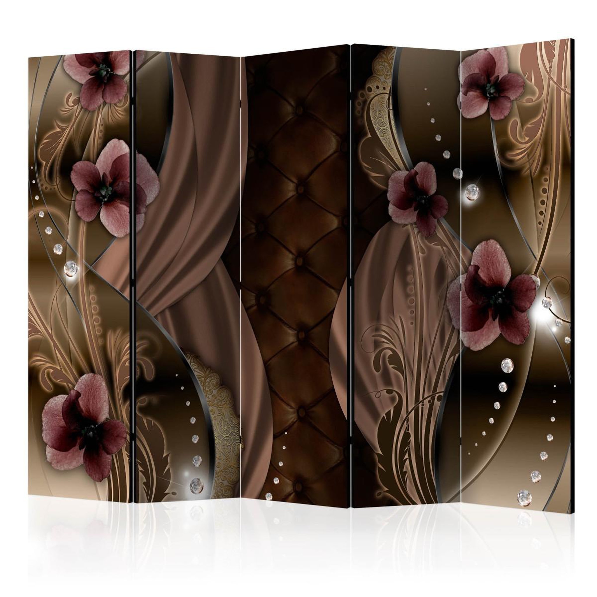 Paris Prix Paravent 5 volets  burgundy pansies  172x225cm