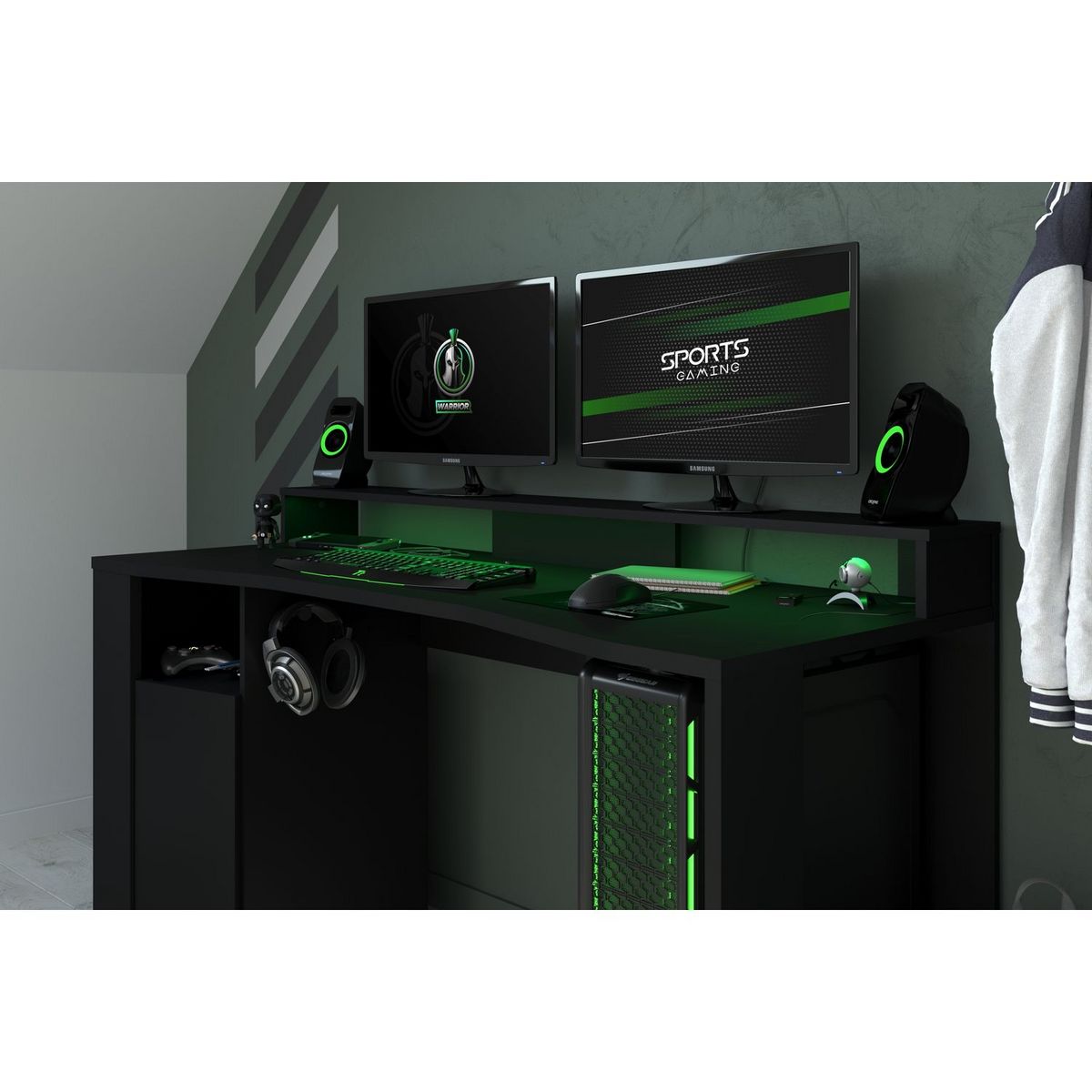 Bureau droit gamer avec leds L152cm XENON
