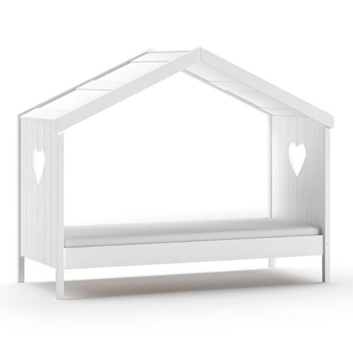 Paris Prix Lit Cabane Enfant Ouvert & Barrière  Amori  90x200cm Blanc