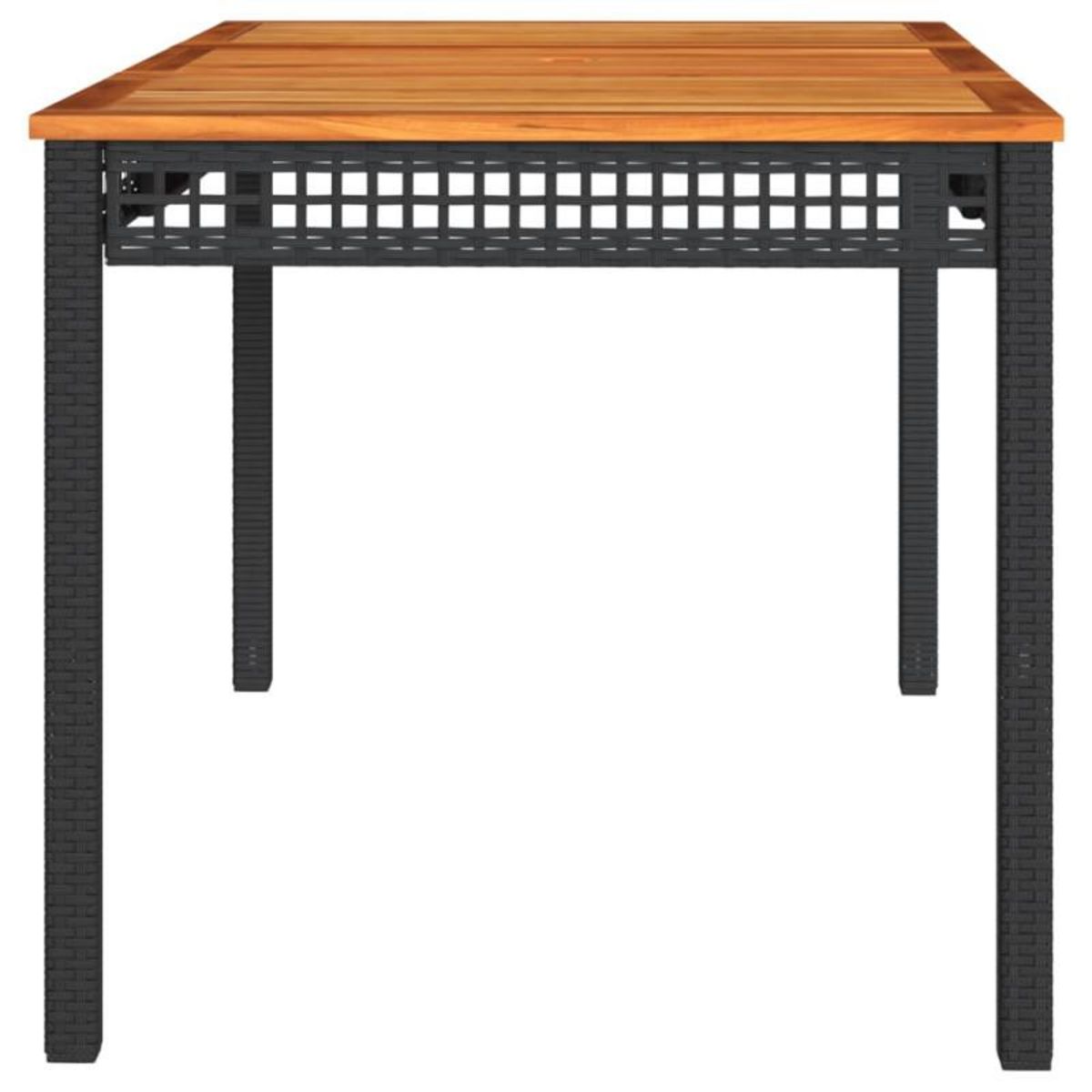 VIDAXL Table de jardin noir 140x80x75 cm résine tressée et bois acacia