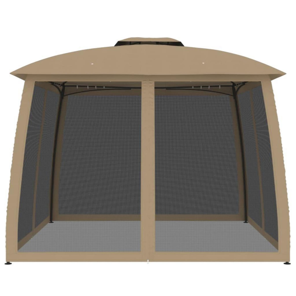 VIDAXL Tonnelle avec double toit et parois en filet taupe acier