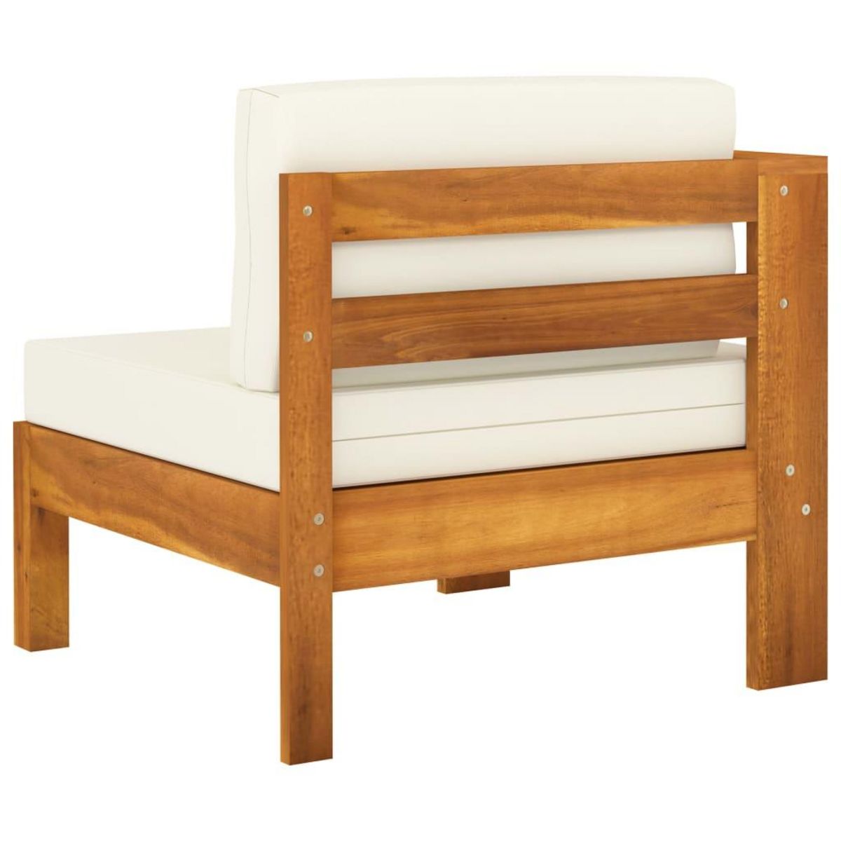 VIDAXL Canape de jardin 4 places et coussins blanc creme Bois d'acacia
