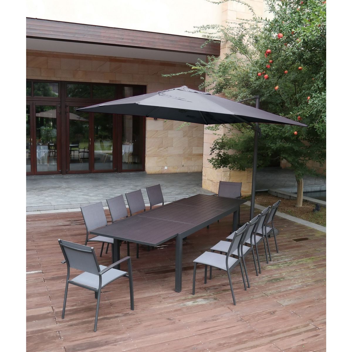 CREADOR Table de jardin extensible 200/300X100x75cm aluminium gris anthracite VITTAL 
