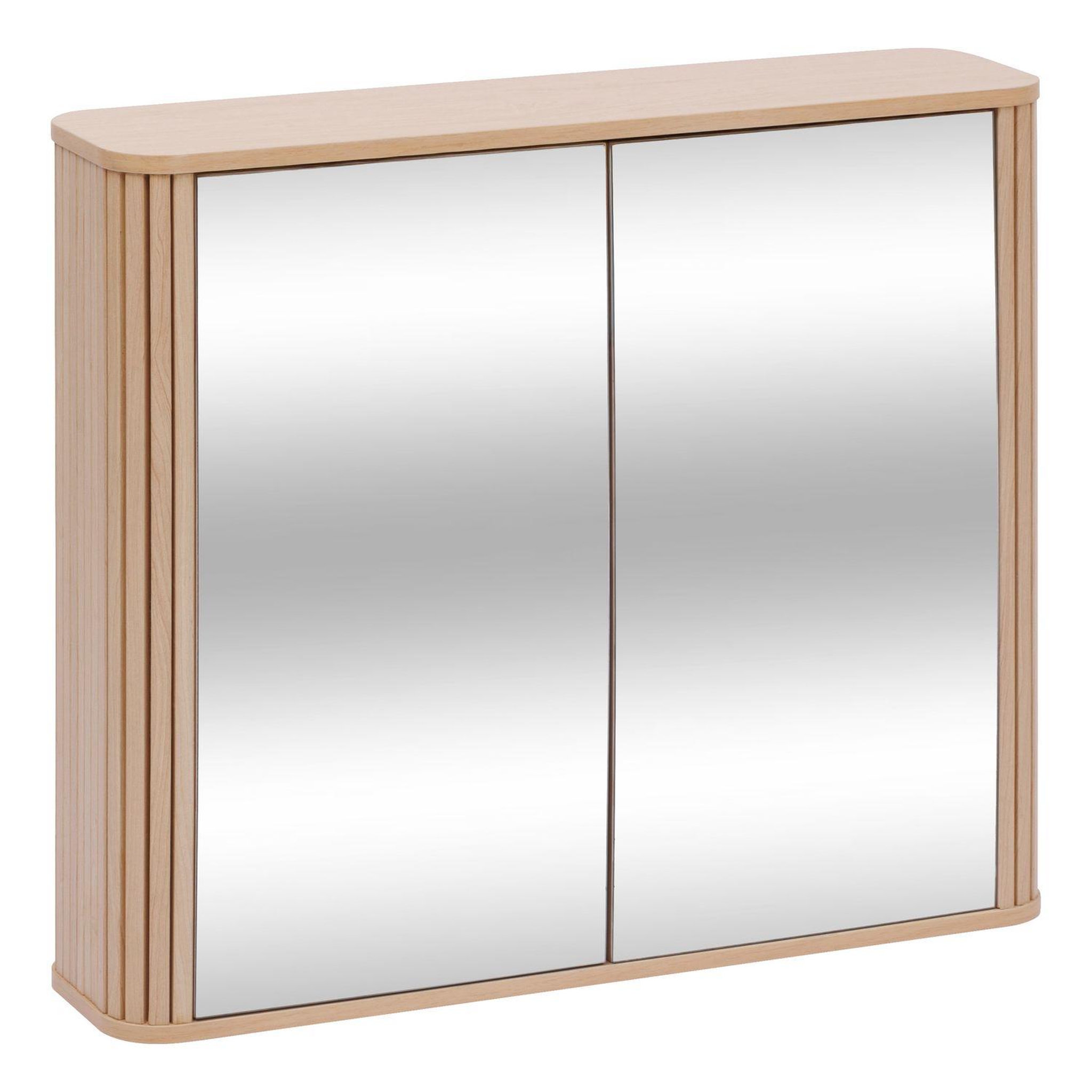 FIVE Armoire de salle de bain 2 portes avec miroir effet bois clair liora - beige