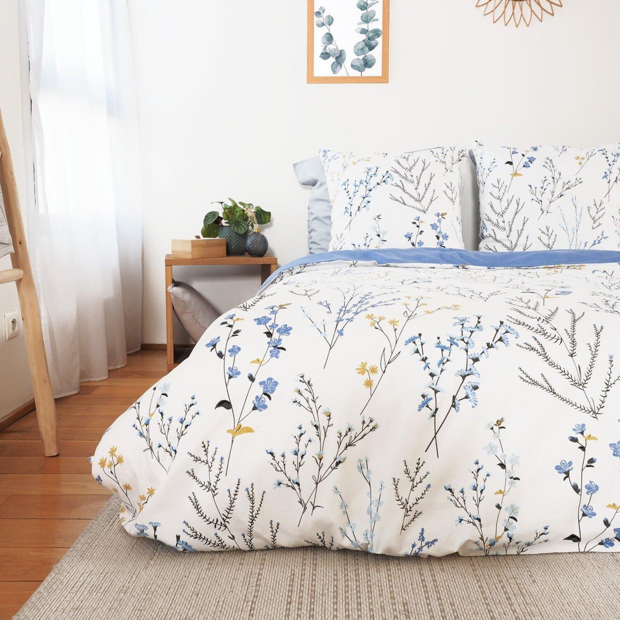 Voir la diapositive 3 : Home collection Parure housse de couette 100% satin de coton 78fils fanille