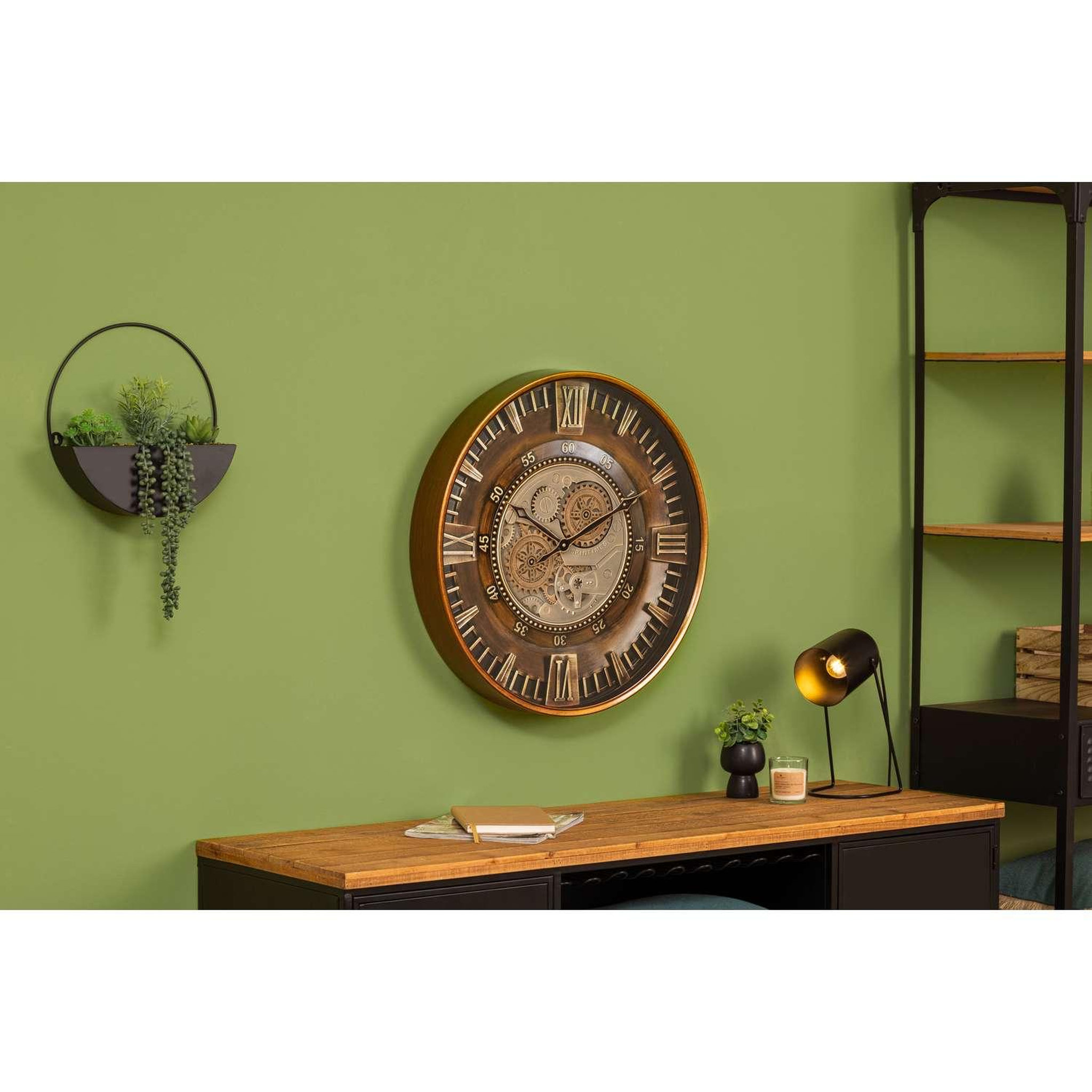 Voir la diapositive 2 : ATMOSPHERA Horloge avec mécanisme en métal - diam 59 cm - marron