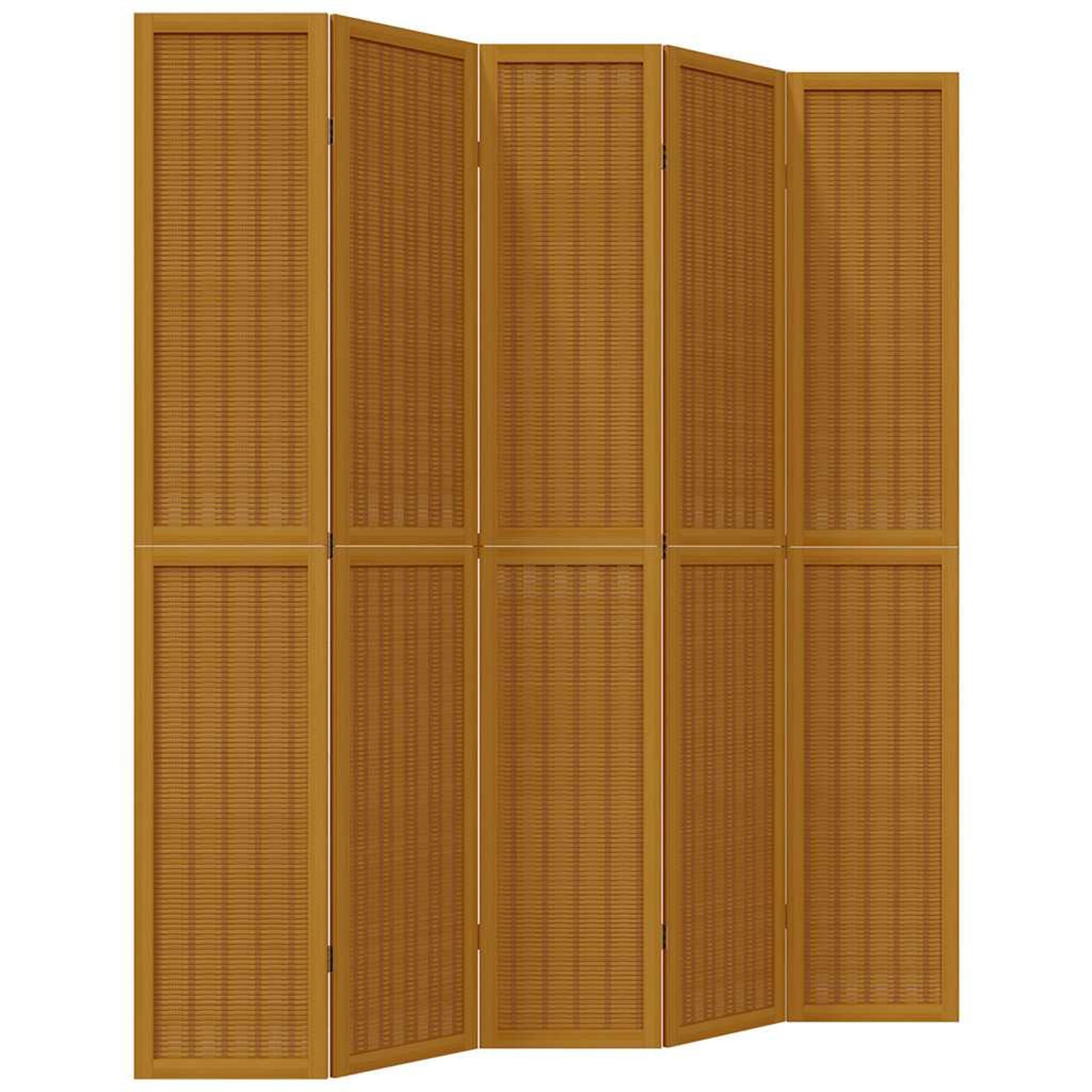 Voir la diapositive 2 : VIDAXL Cloison de separation 5 panneaux marron bois paulownia massif