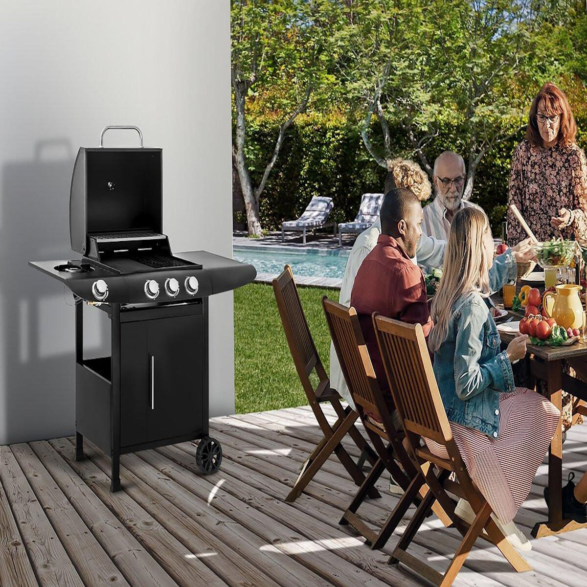 Habitat et Jardin Barbecue gaz  Feria 4  - 4 brûleurs dont 1 latéral - 11.5 kw - Noir