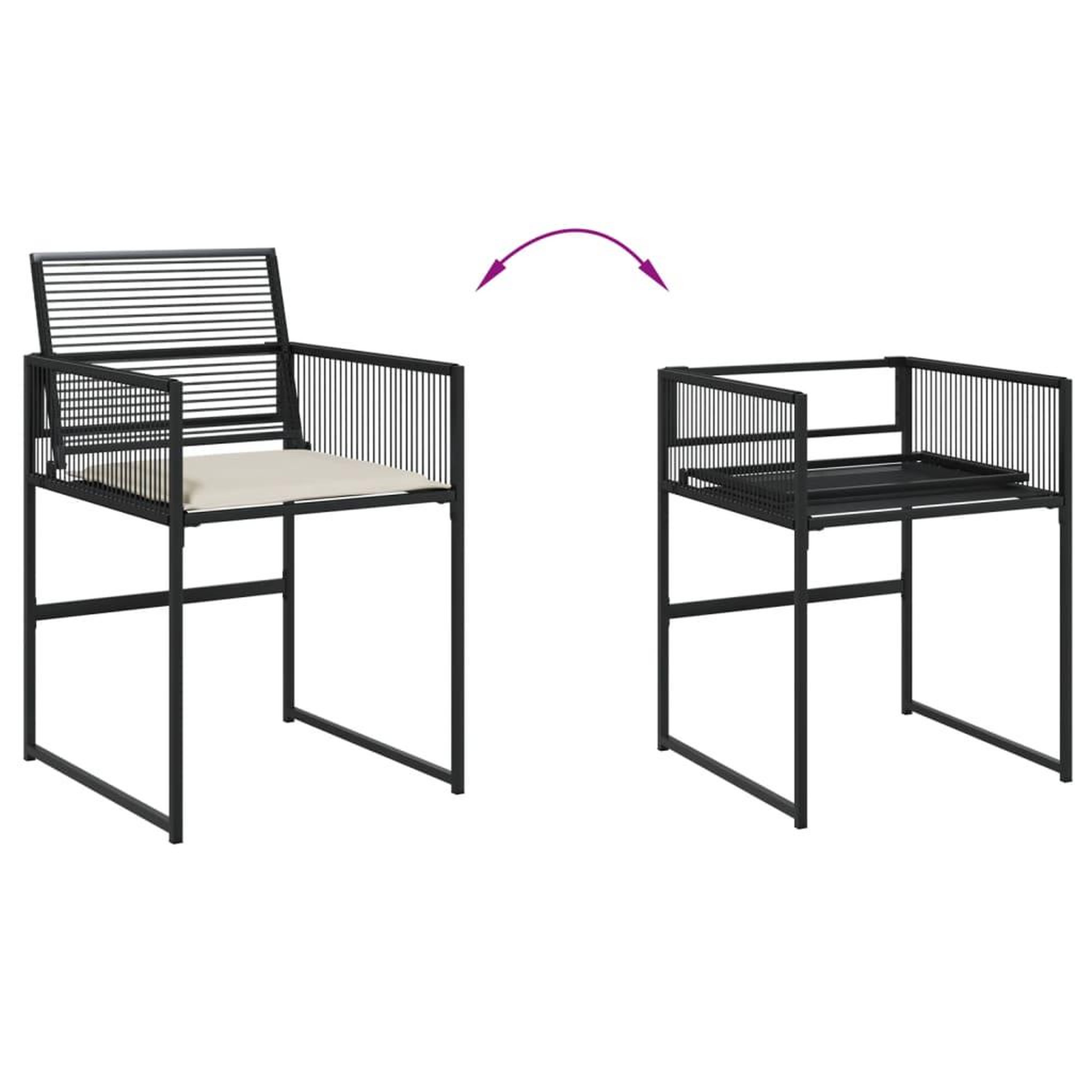 Voir la diapositive 4 : VIDAXL Ensemble a manger de jardin coussins 7 pcs noir resine tressee