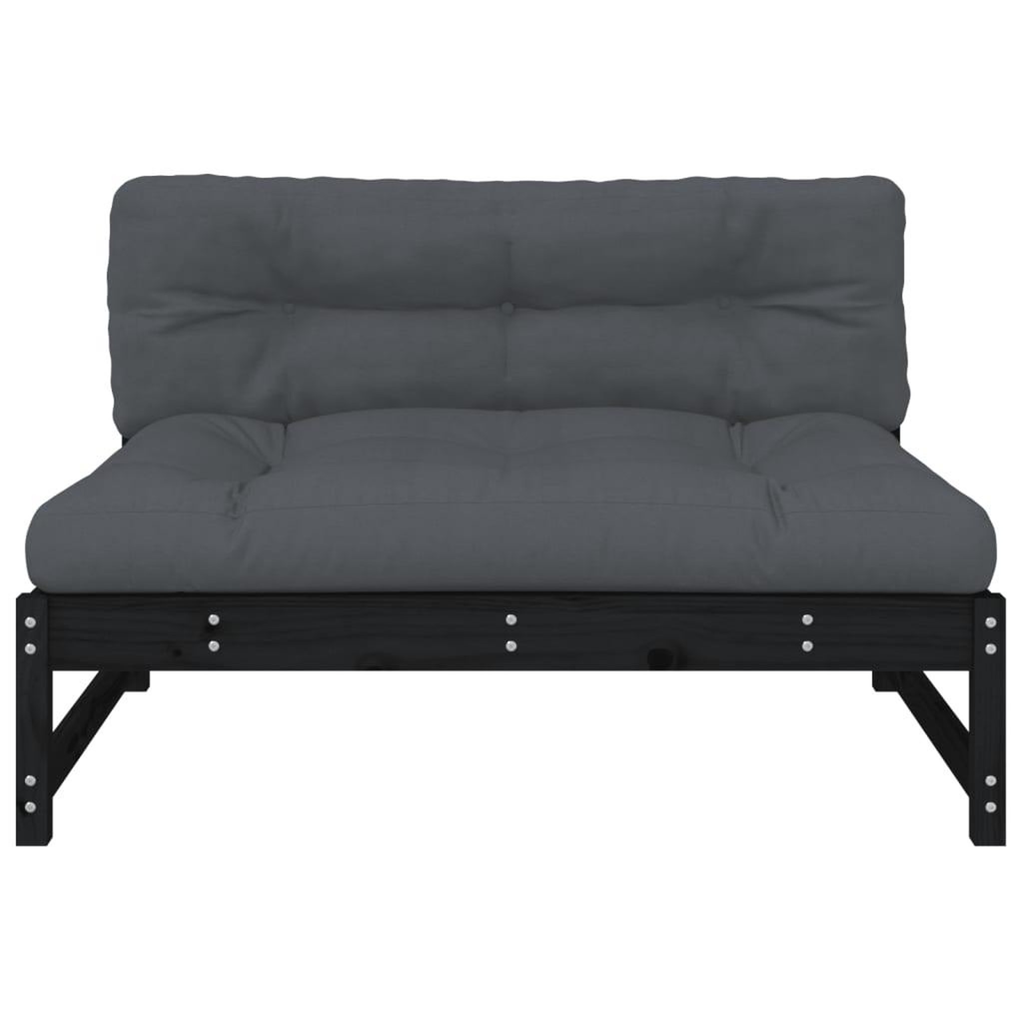 Voir la diapositive 4 : VIDAXL Canape central 120x80 cm noir bois de pin massif