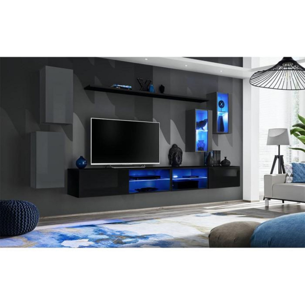 Paris Prix Ensemble Meuble TV  Switch XXV  280cm Gris & Noir