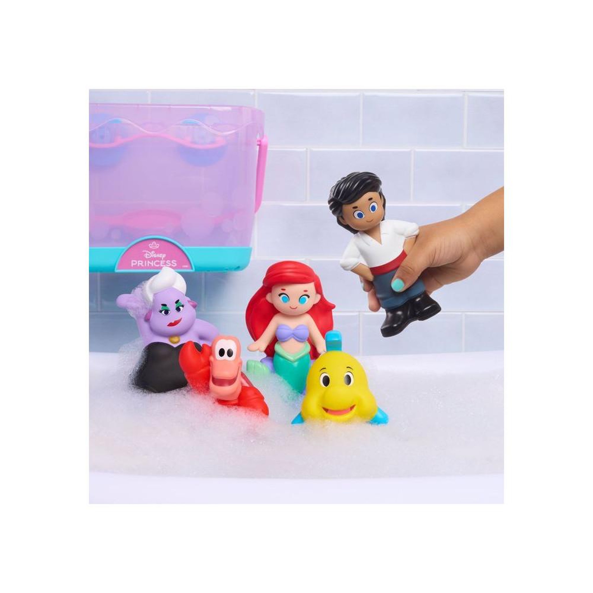 Voir la diapositive 4 : Vaiana Coffret de jouets de bain Princesse Disney La Petite Sirène avec 5 figurines étanches de 12 cm et panier à ventouses